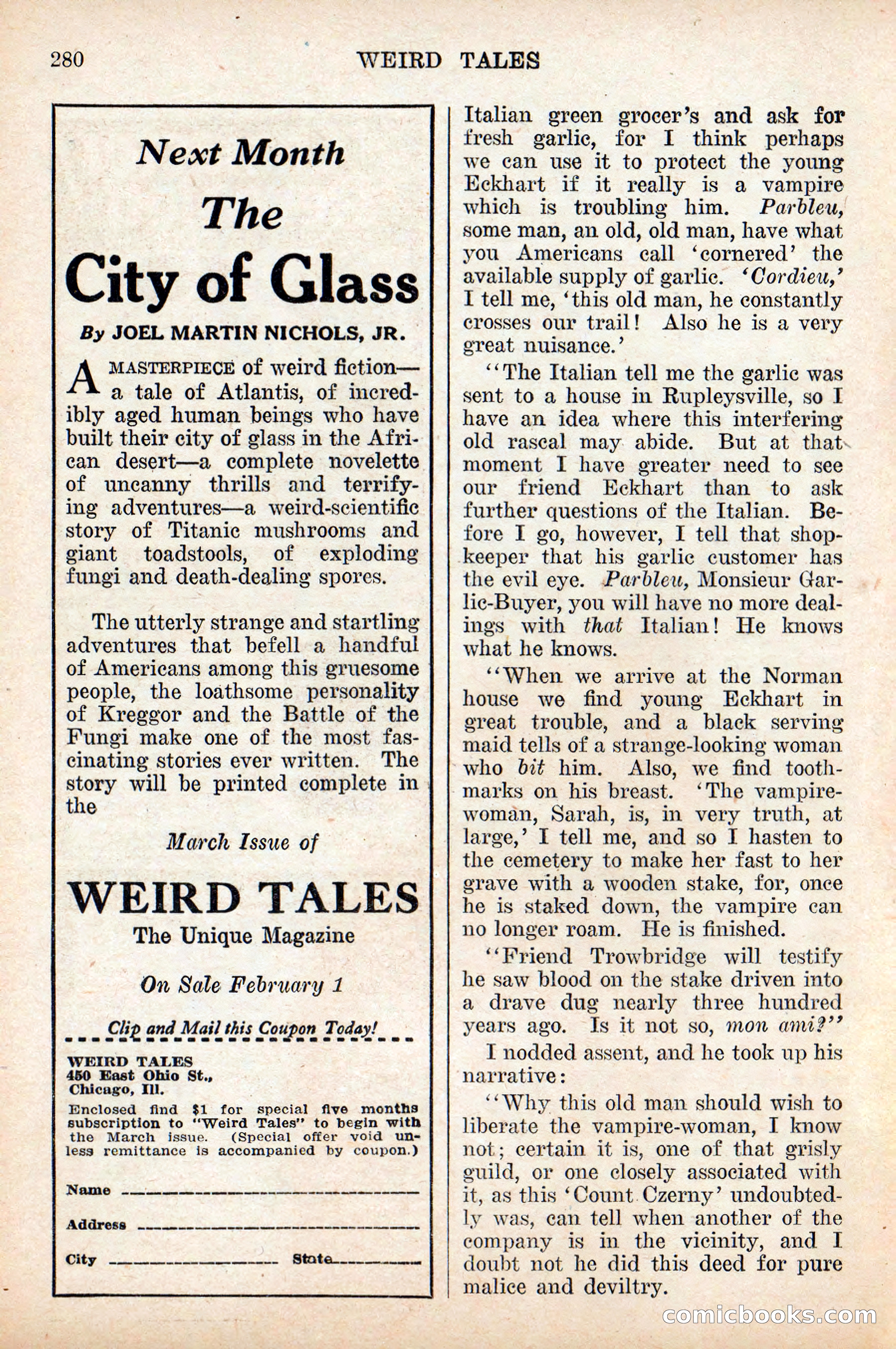 Weird Tales, Vol. 9 No. 2 — page 138 of 148