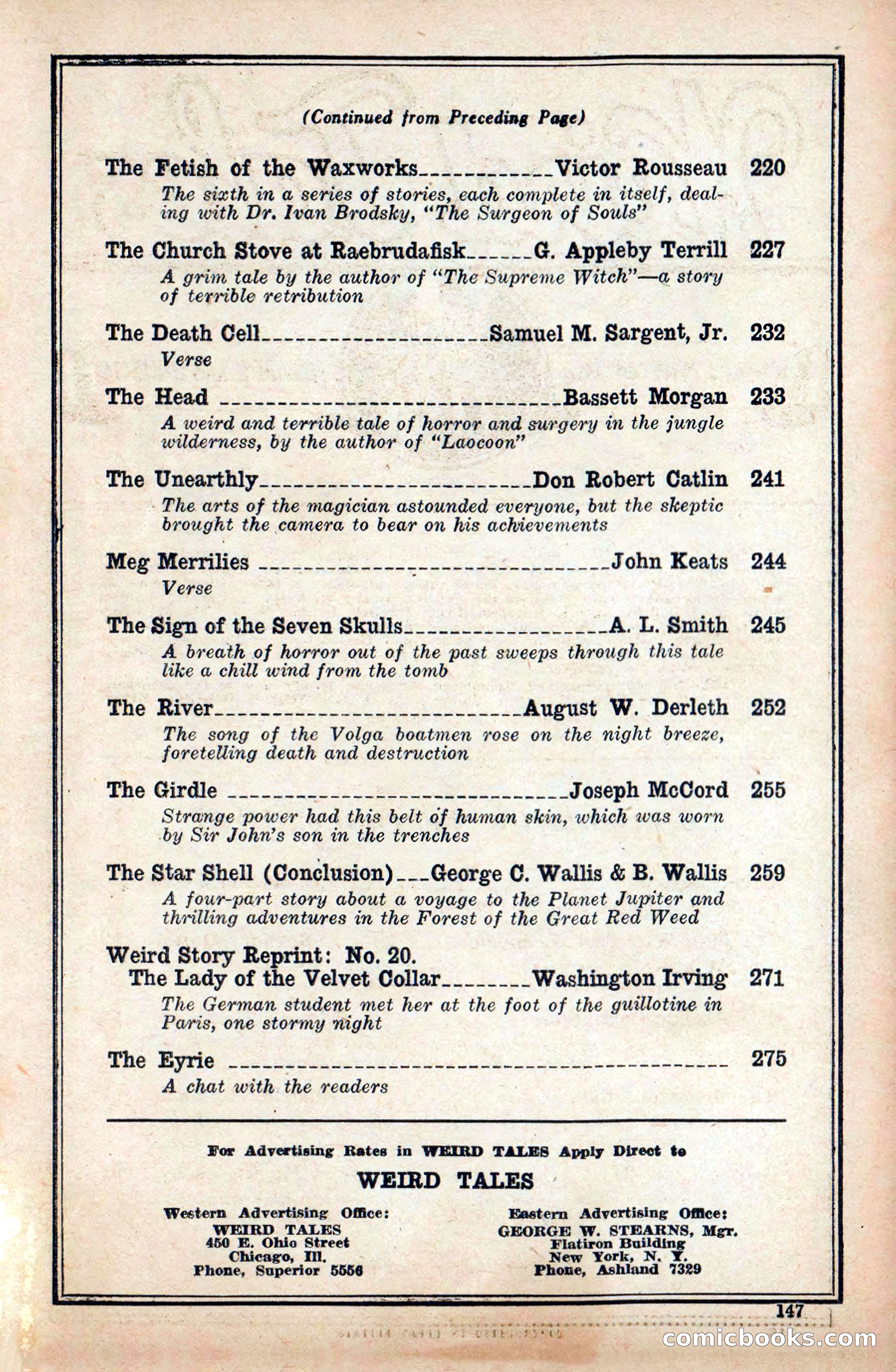 Weird Tales, Vol. 9, No. 2 — page 5 of 148