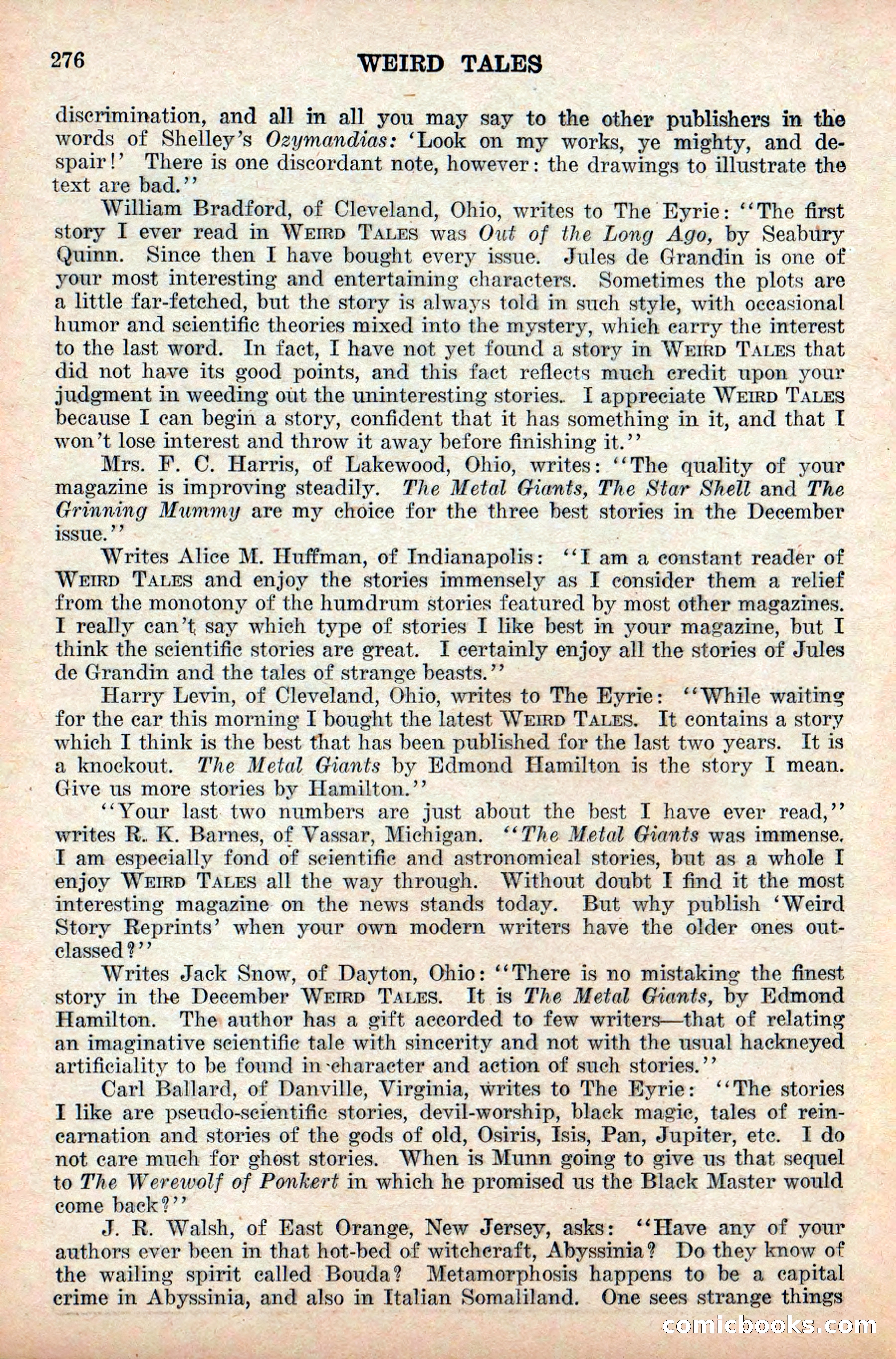 Weird Tales, Vol. 9, No. 2 — page 134 of 148