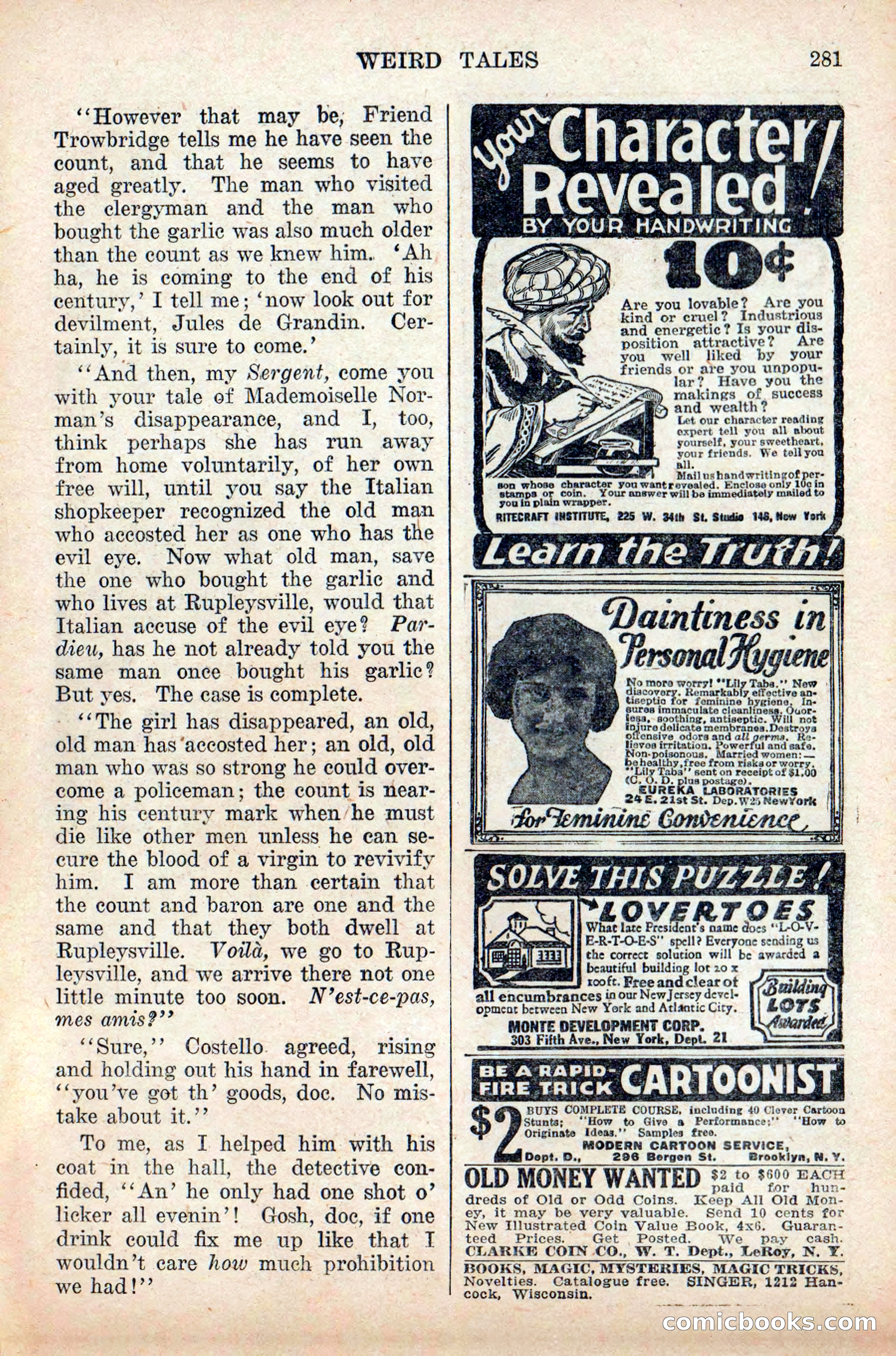 Weird Tales, Vol. 9, No. 2 — page 139 of 148