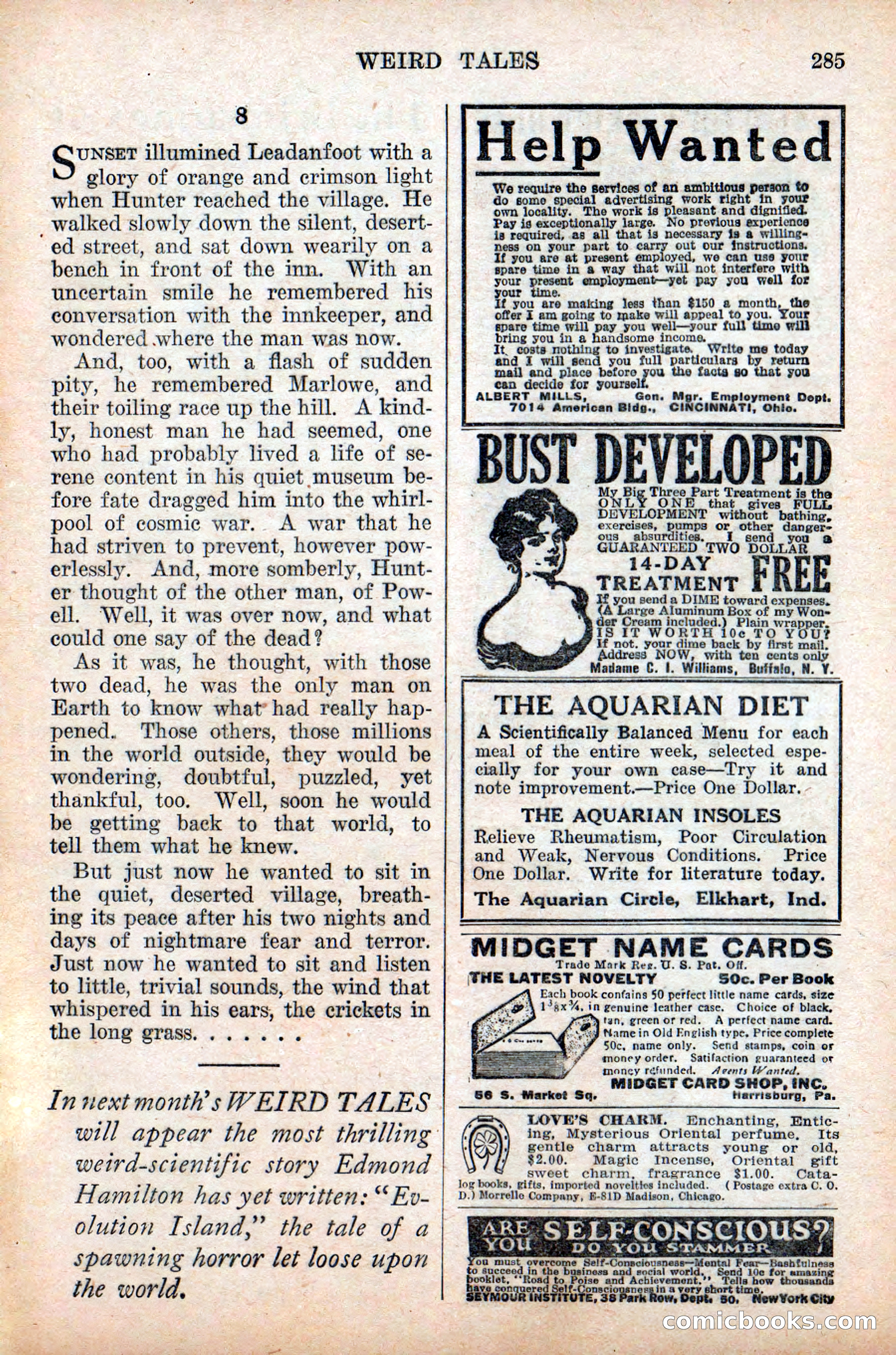Weird Tales, Vol. 9, No. 2 — page 143 of 148