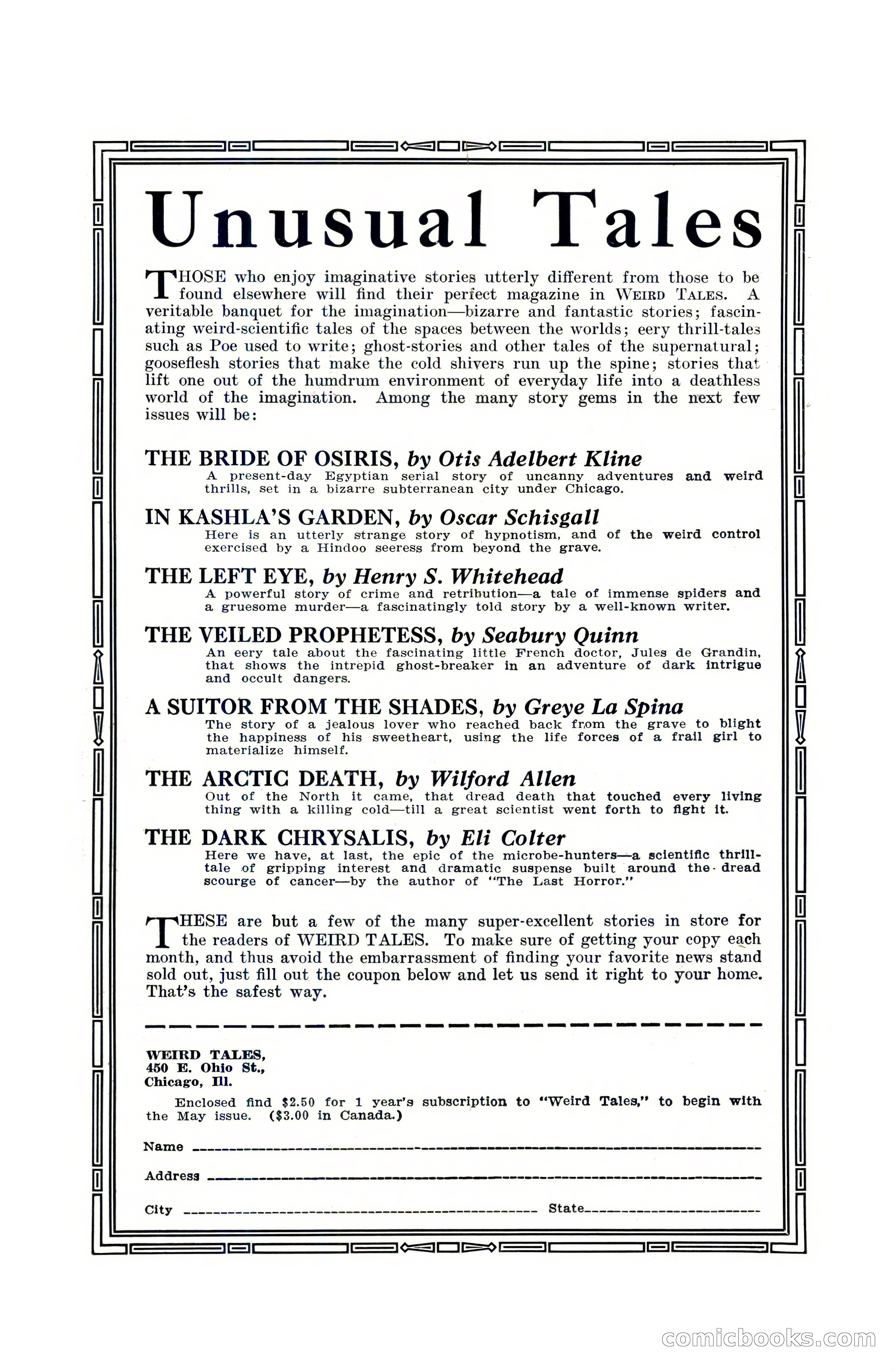 Weird Tales, Vol. 9 No. 4 — page 2 of 148