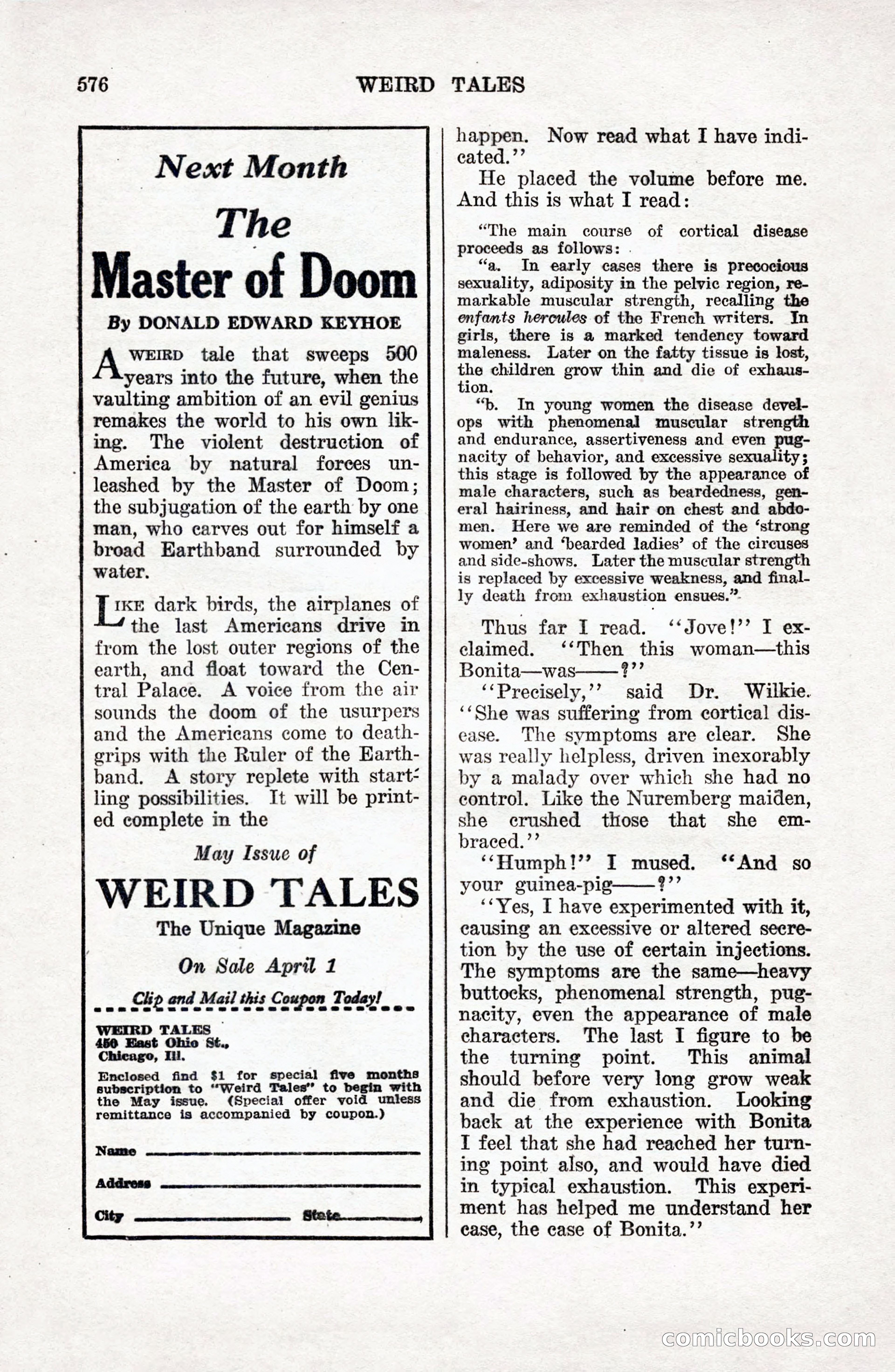 Weird Tales, Vol. 9 No. 4 — page 146 of 148