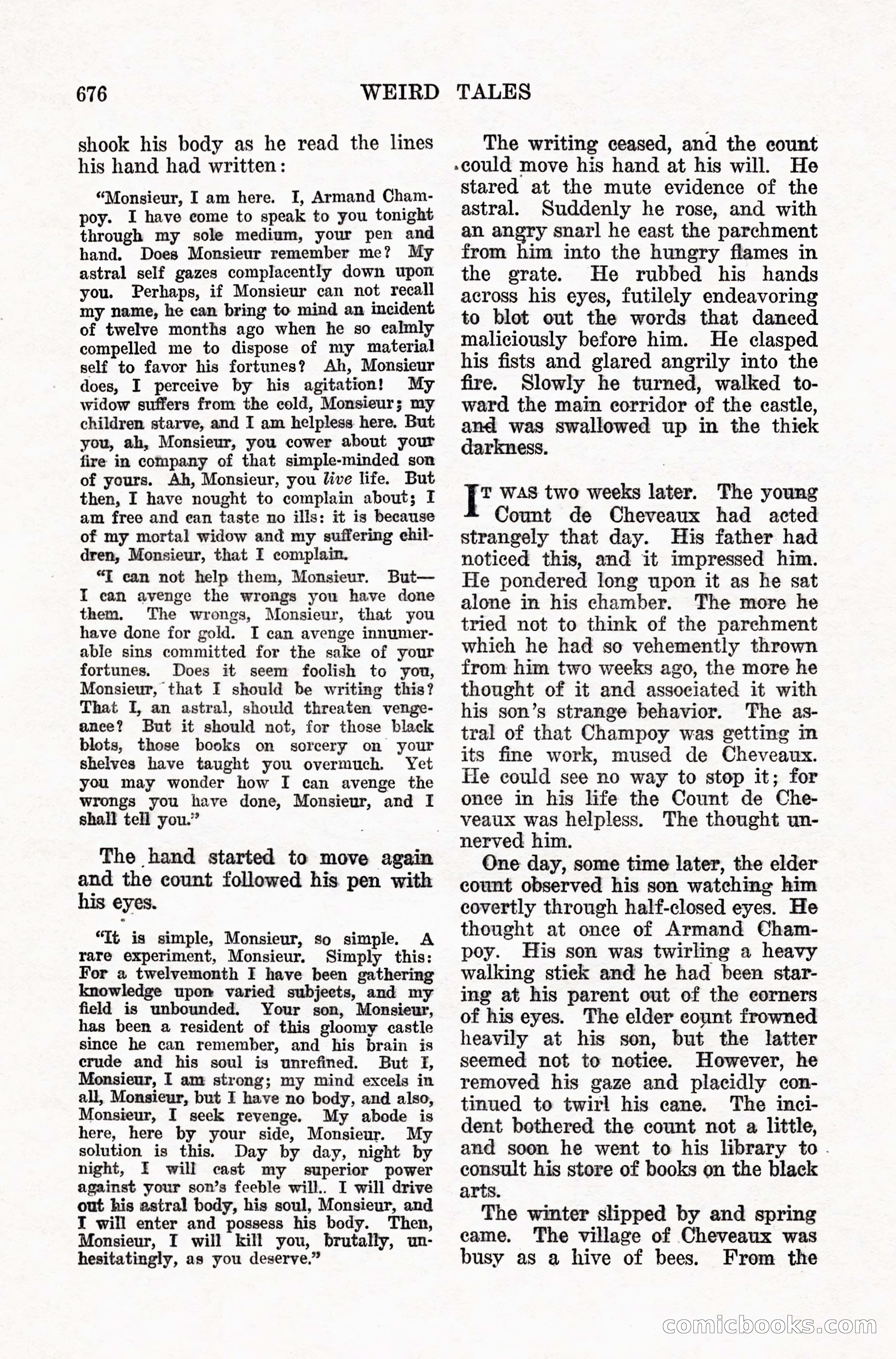 Weird Tales, Vol. IX, No. 5 — page 102 of 148