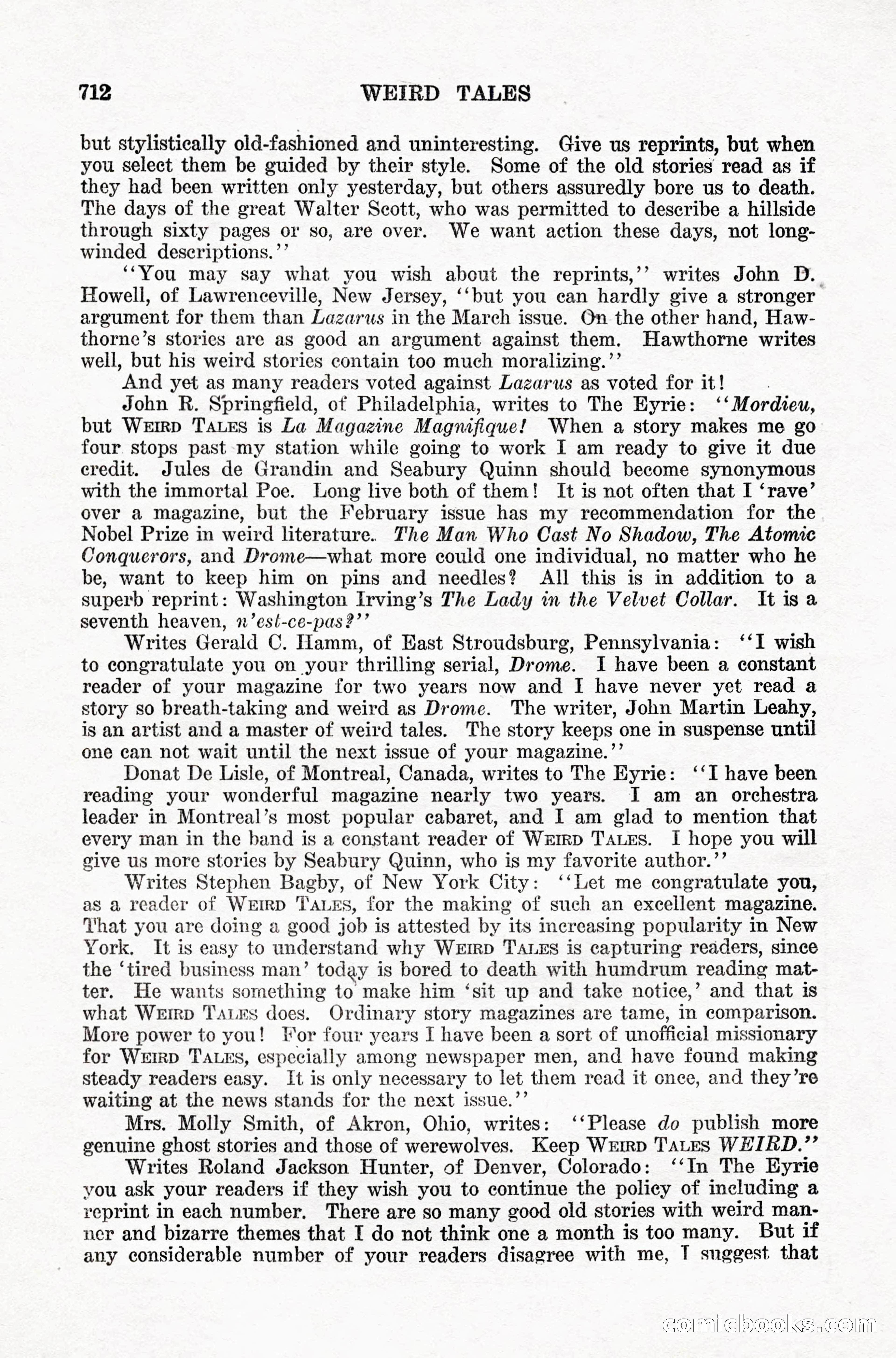 Weird Tales, Vol. IX, No. 5 — page 138 of 148