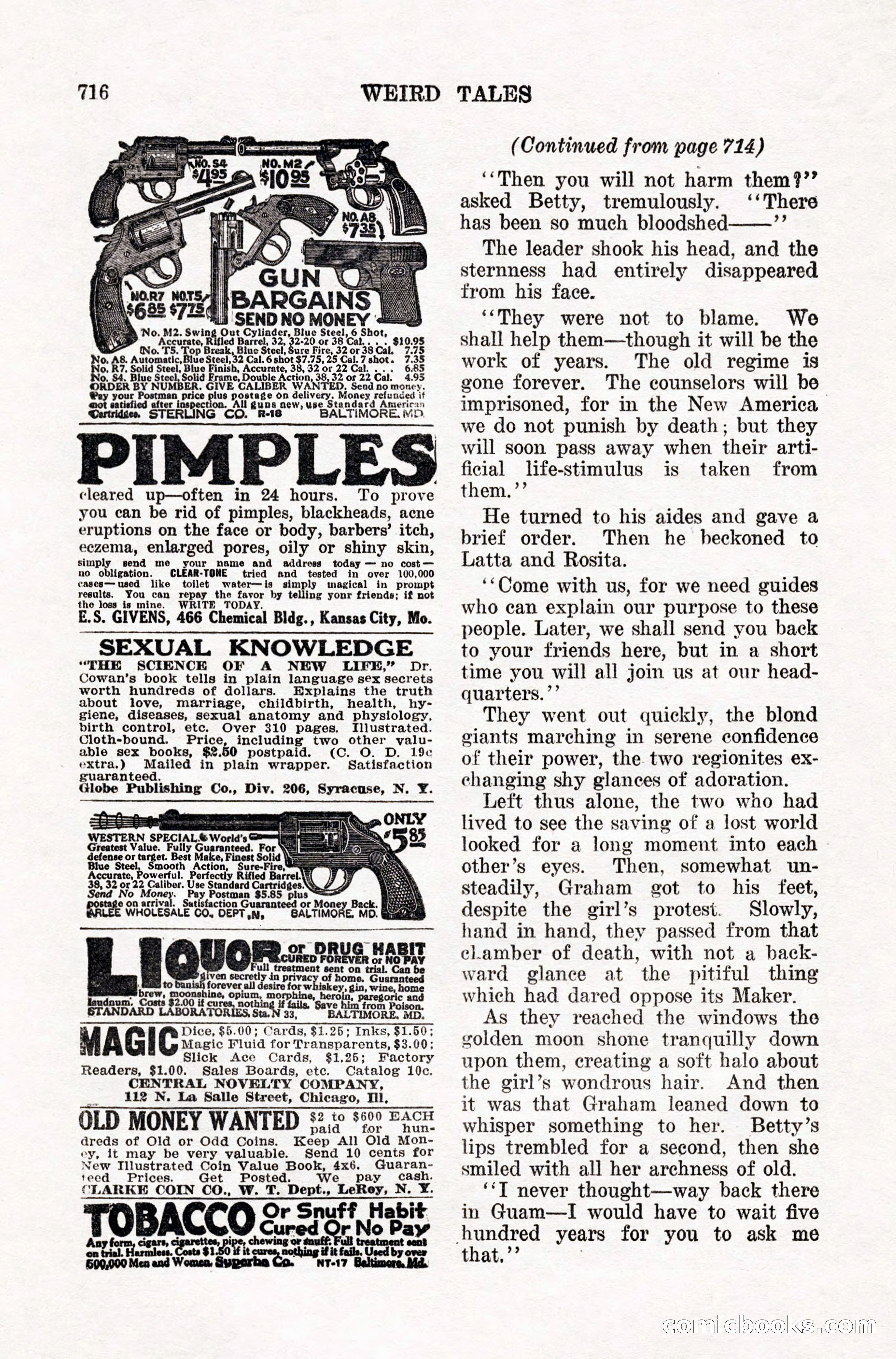 Weird Tales, Vol. IX, No. 5 — page 142 of 148