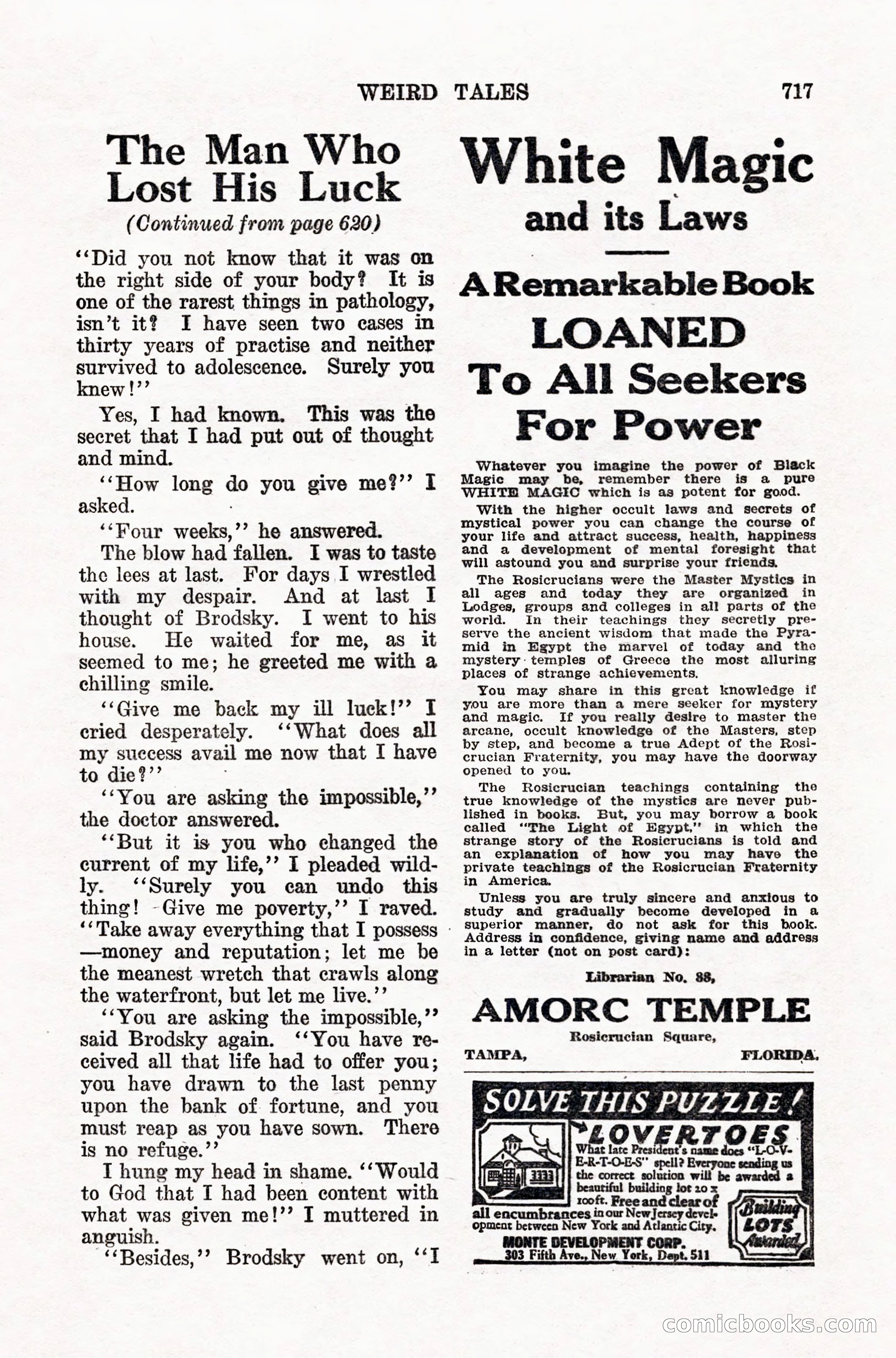 Weird Tales, Vol. IX, No. 5 — page 143 of 148