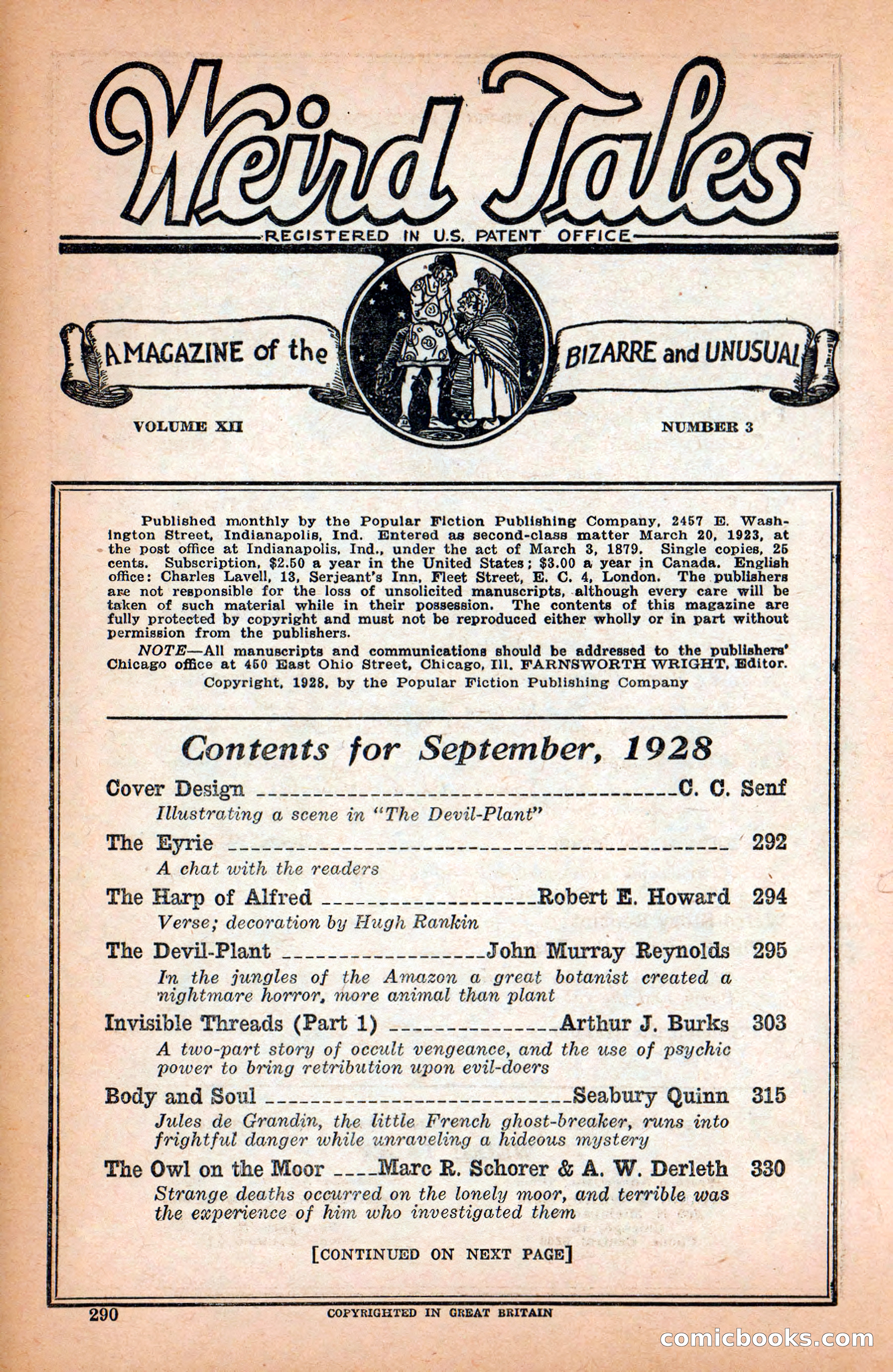 Weird Tales, September 1928 — page 4 of 148