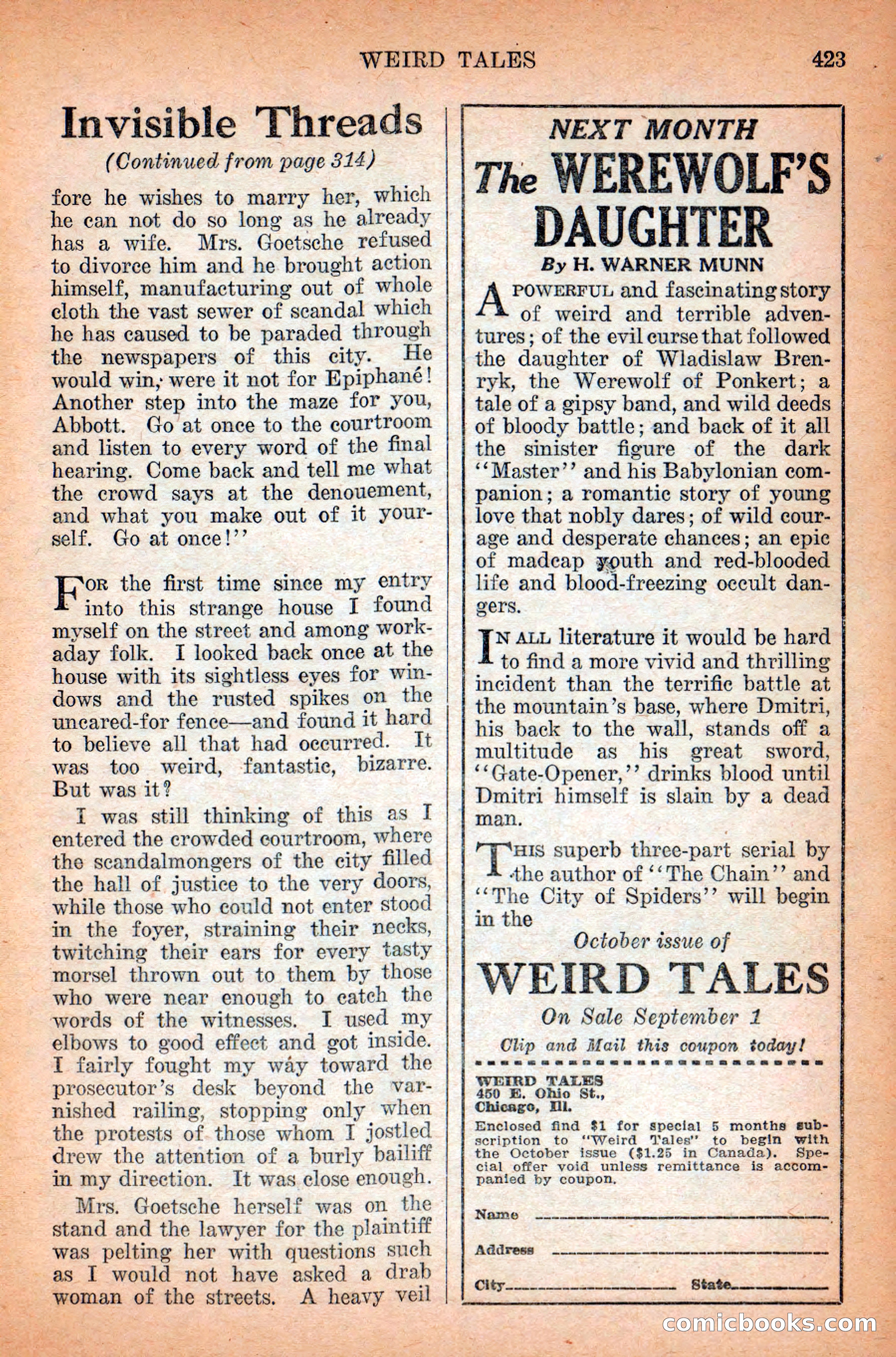 Weird Tales, September 1928 — page 137 of 148