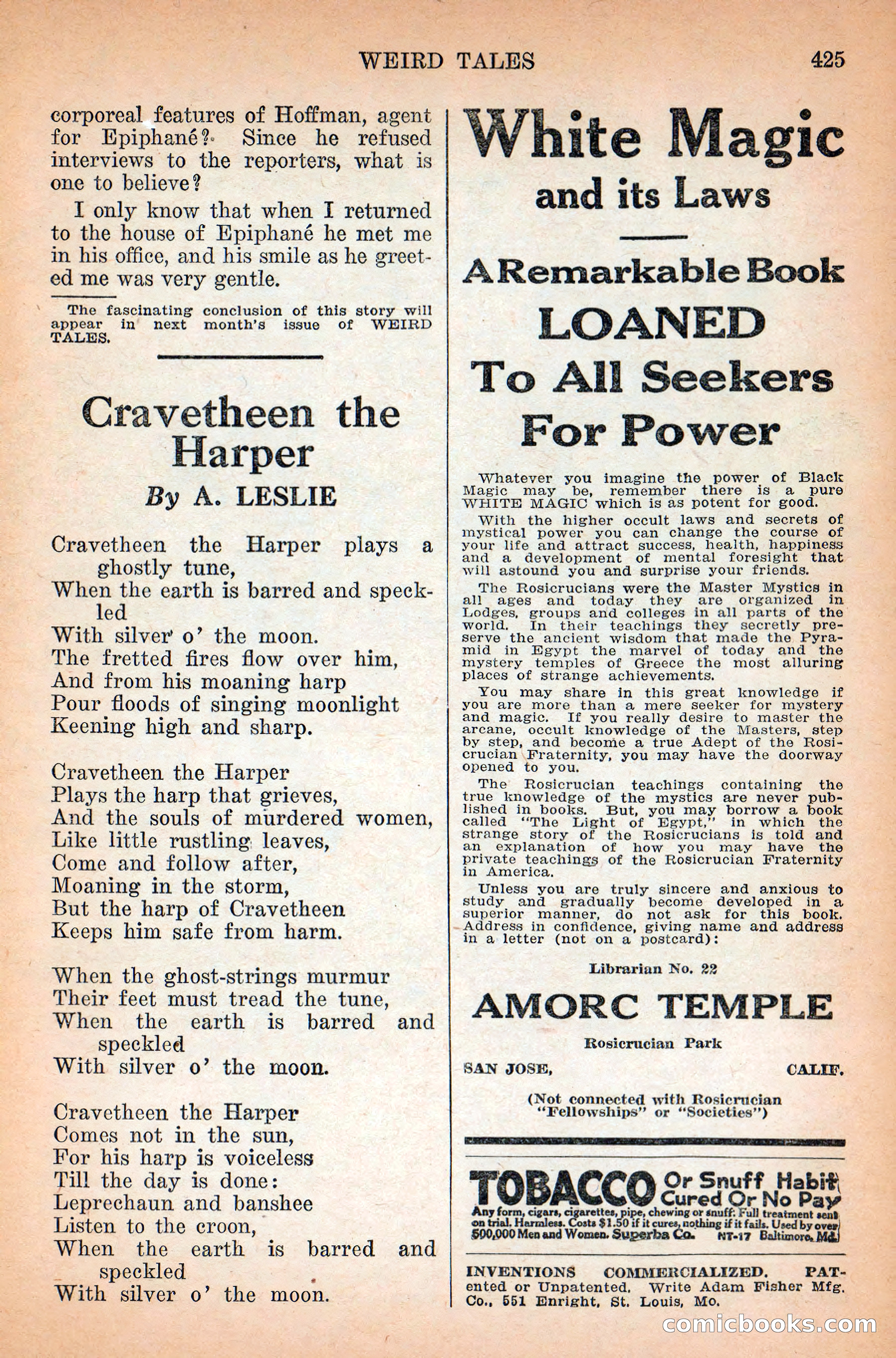 Weird Tales, Vol. 12 No. 3 — page 139 of 148