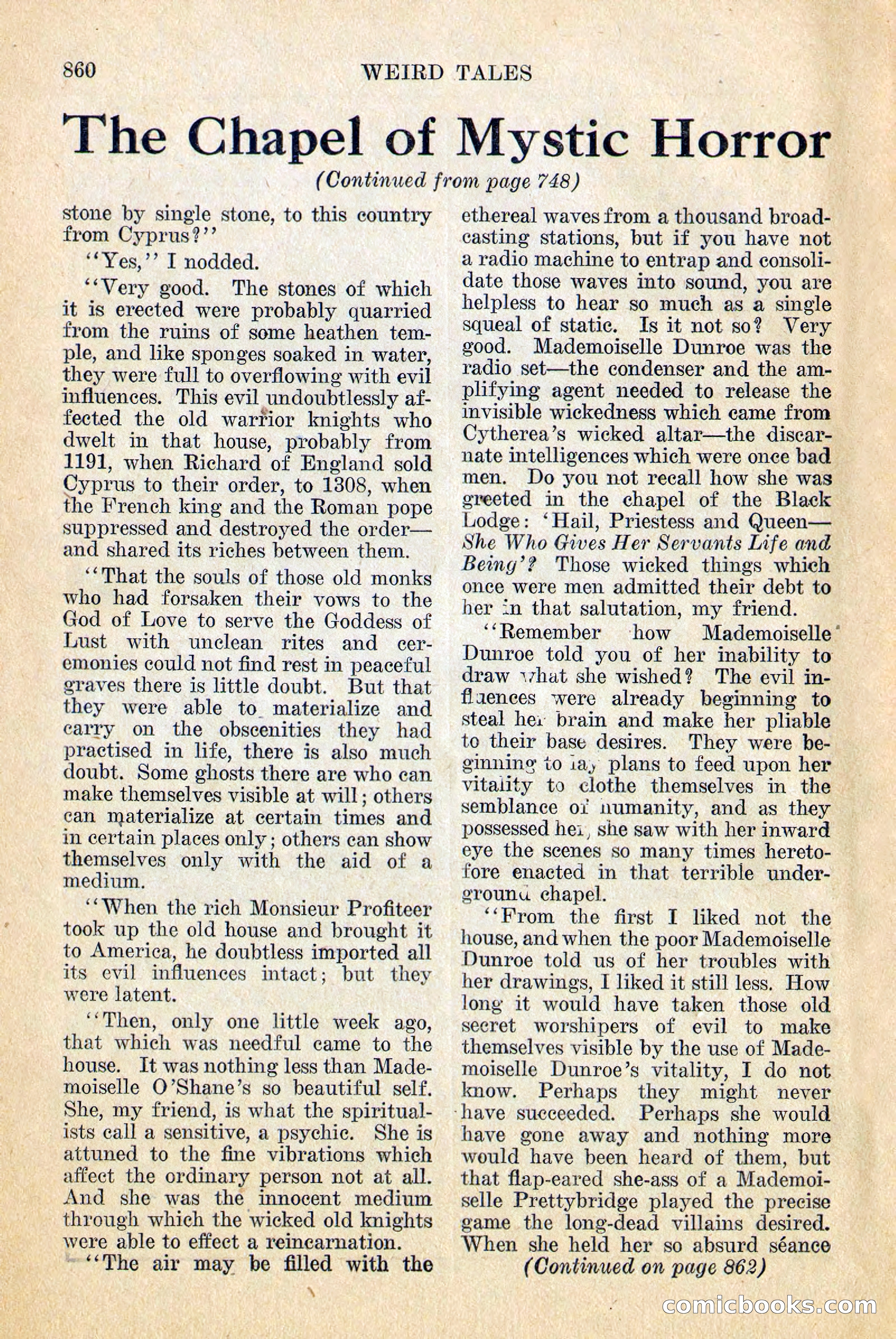 Weird Tales, December 1928 — page 142 of 148