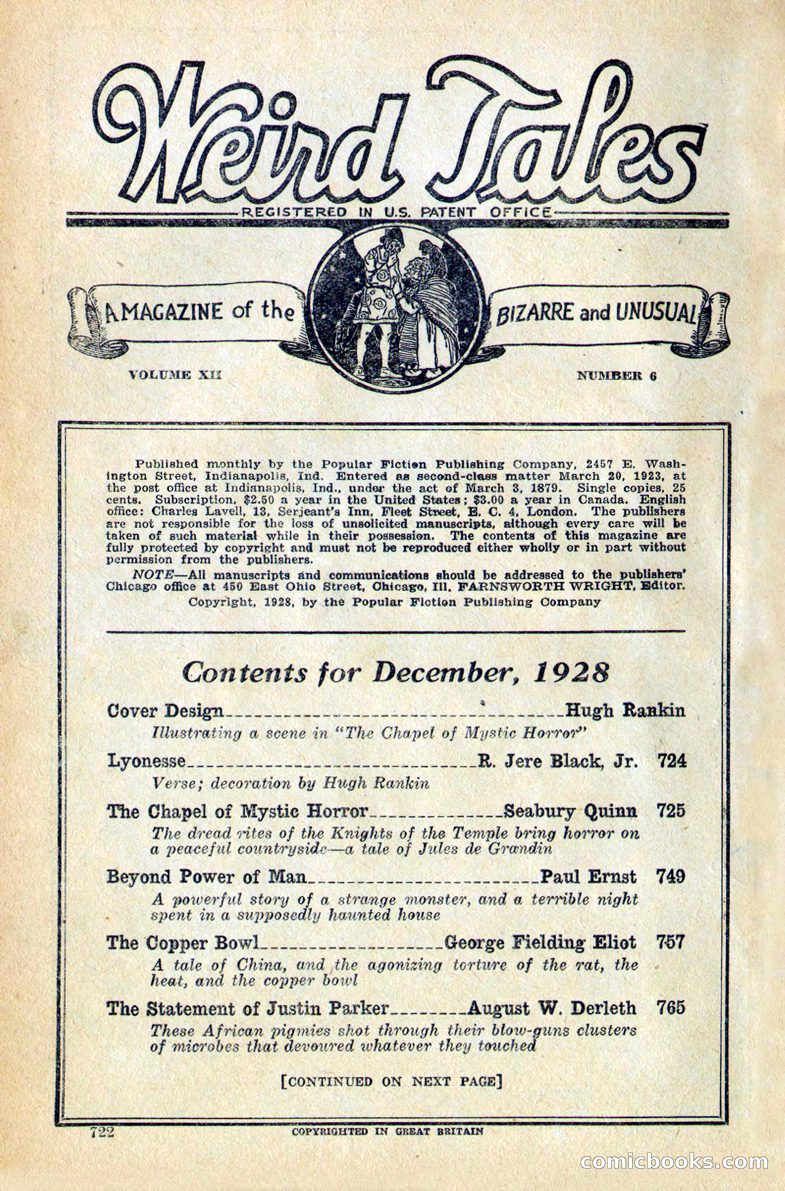 Weird Tales, Vol. 12, No. 6 — page 4 of 148