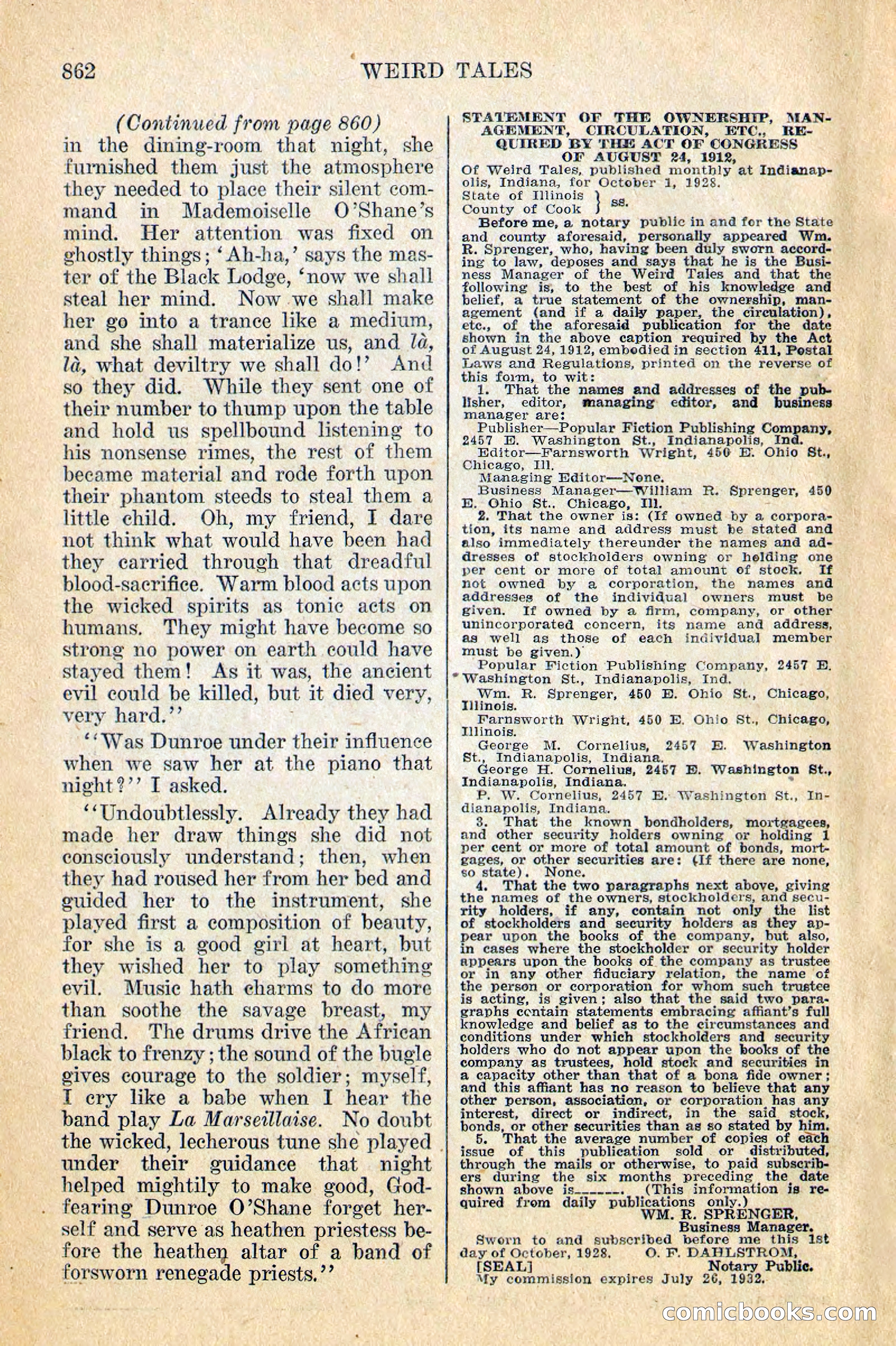 Weird Tales, Vol. 12, No. 6 — page 144 of 148