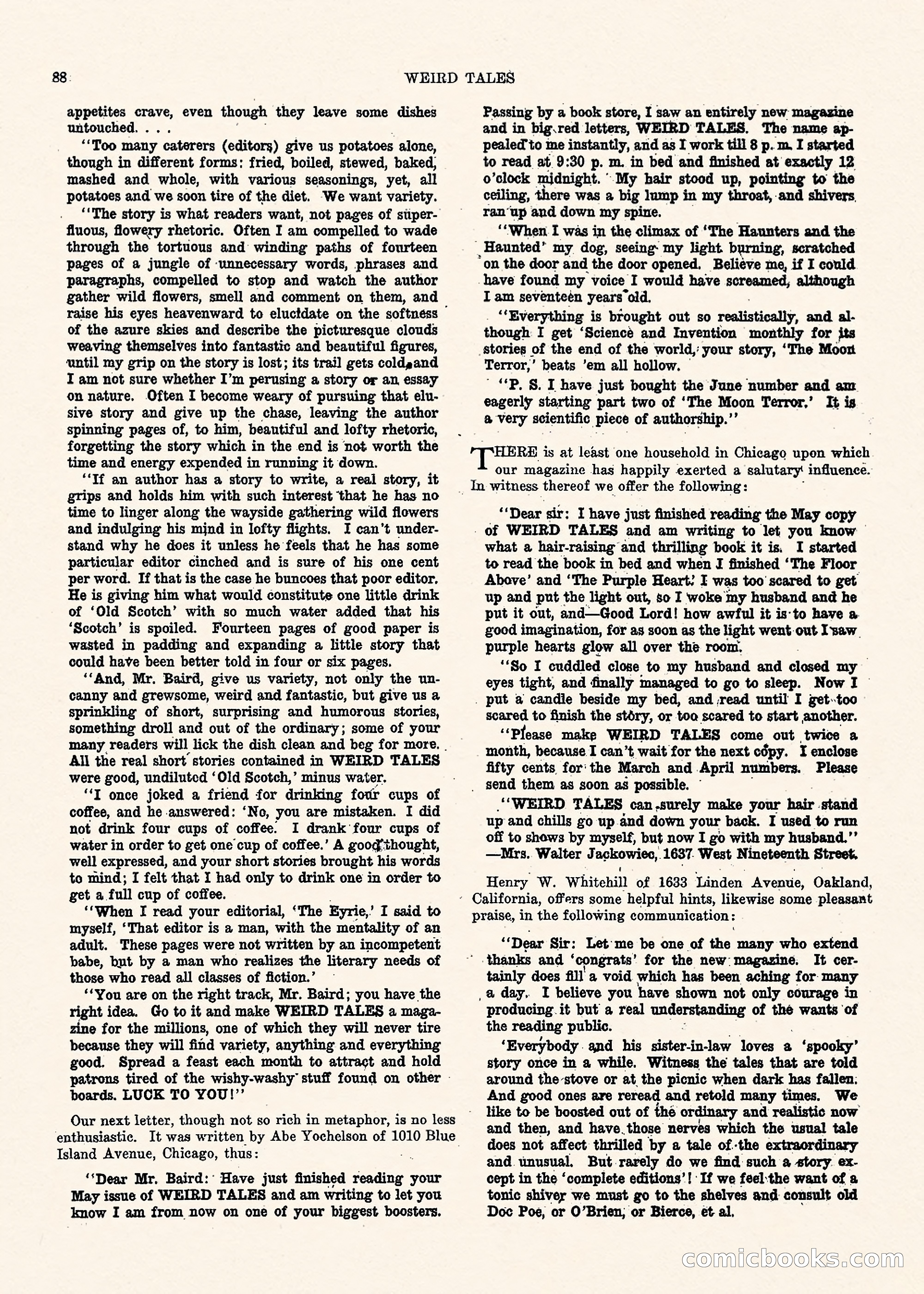 Weird Tales, Vol. II, No. 1 — page 89 of 98
