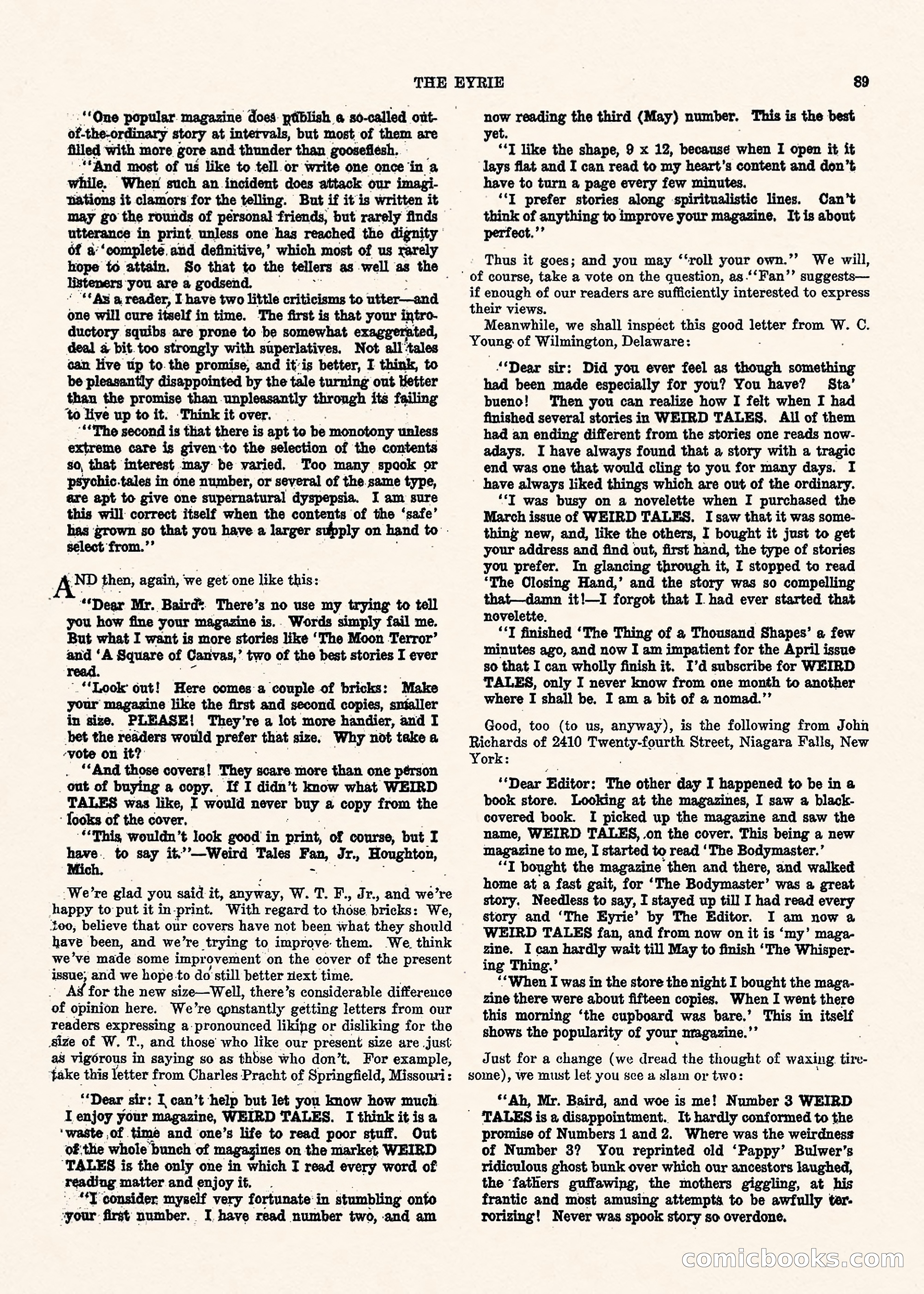 Weird Tales, Vol. II, No. 1 — page 90 of 98