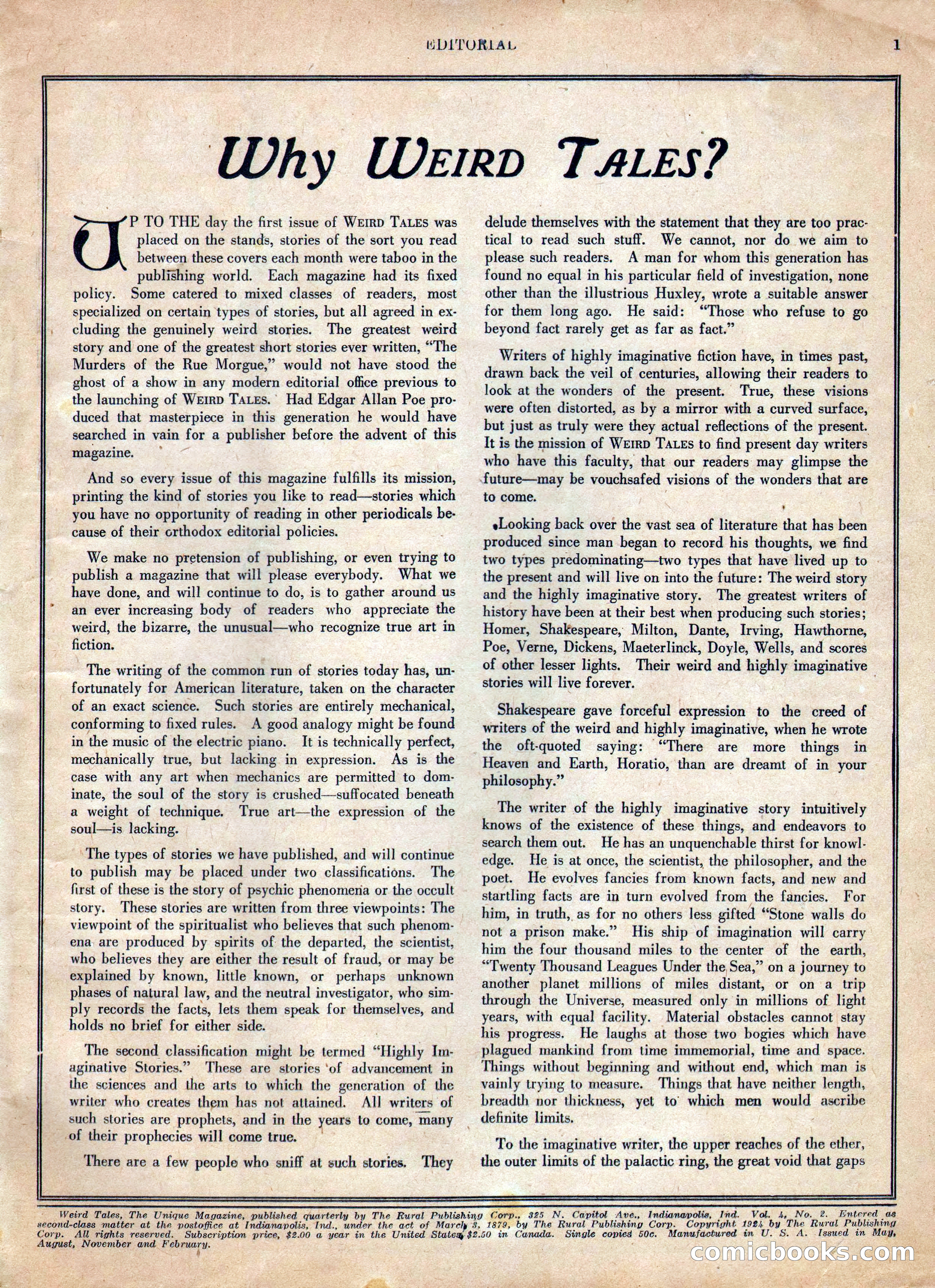 Weird Tales, Vol. IV, No. 2 — page 3 of 196