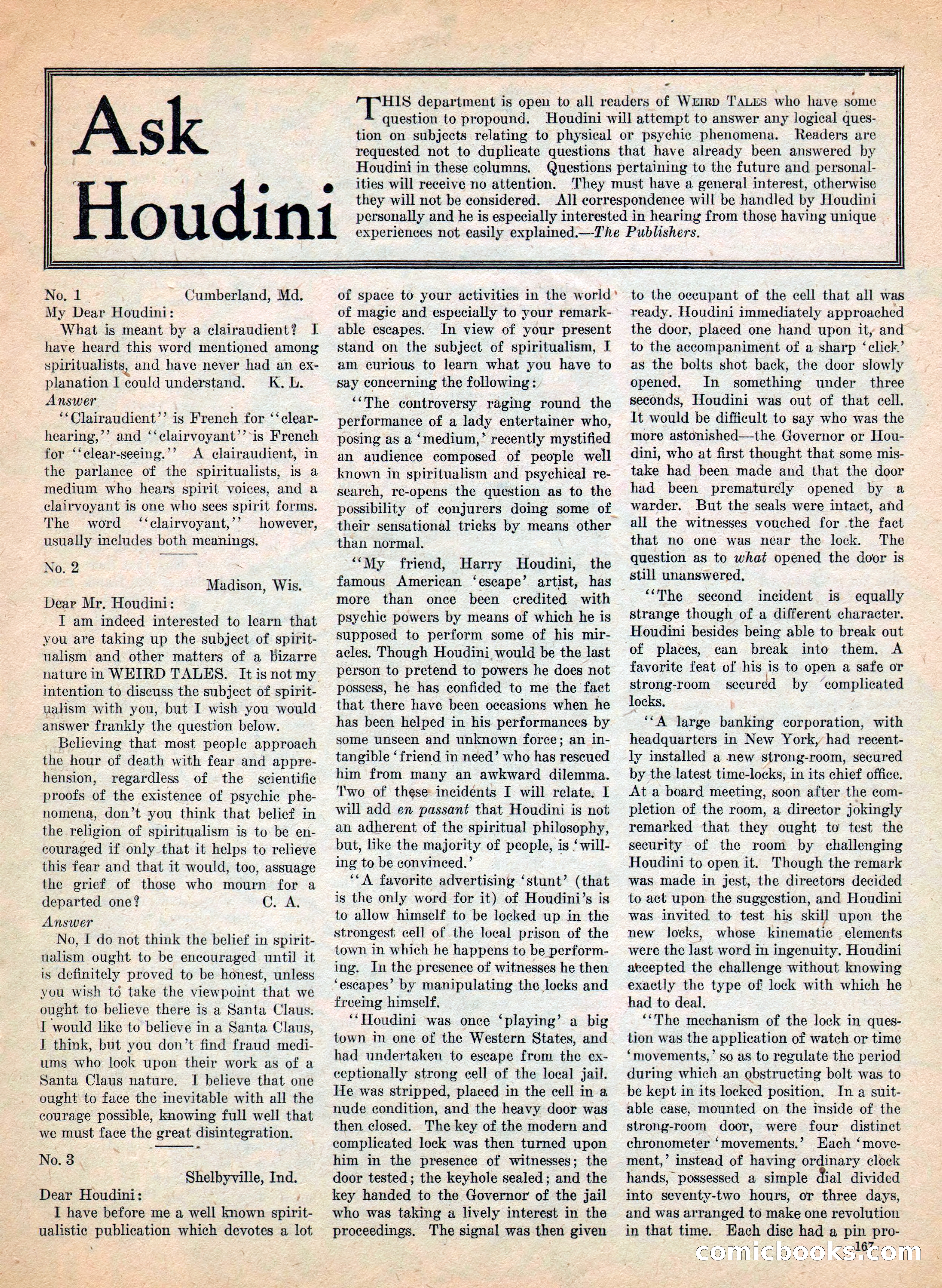 Weird Tales, Vol. IV, No. 2 — page 169 of 196