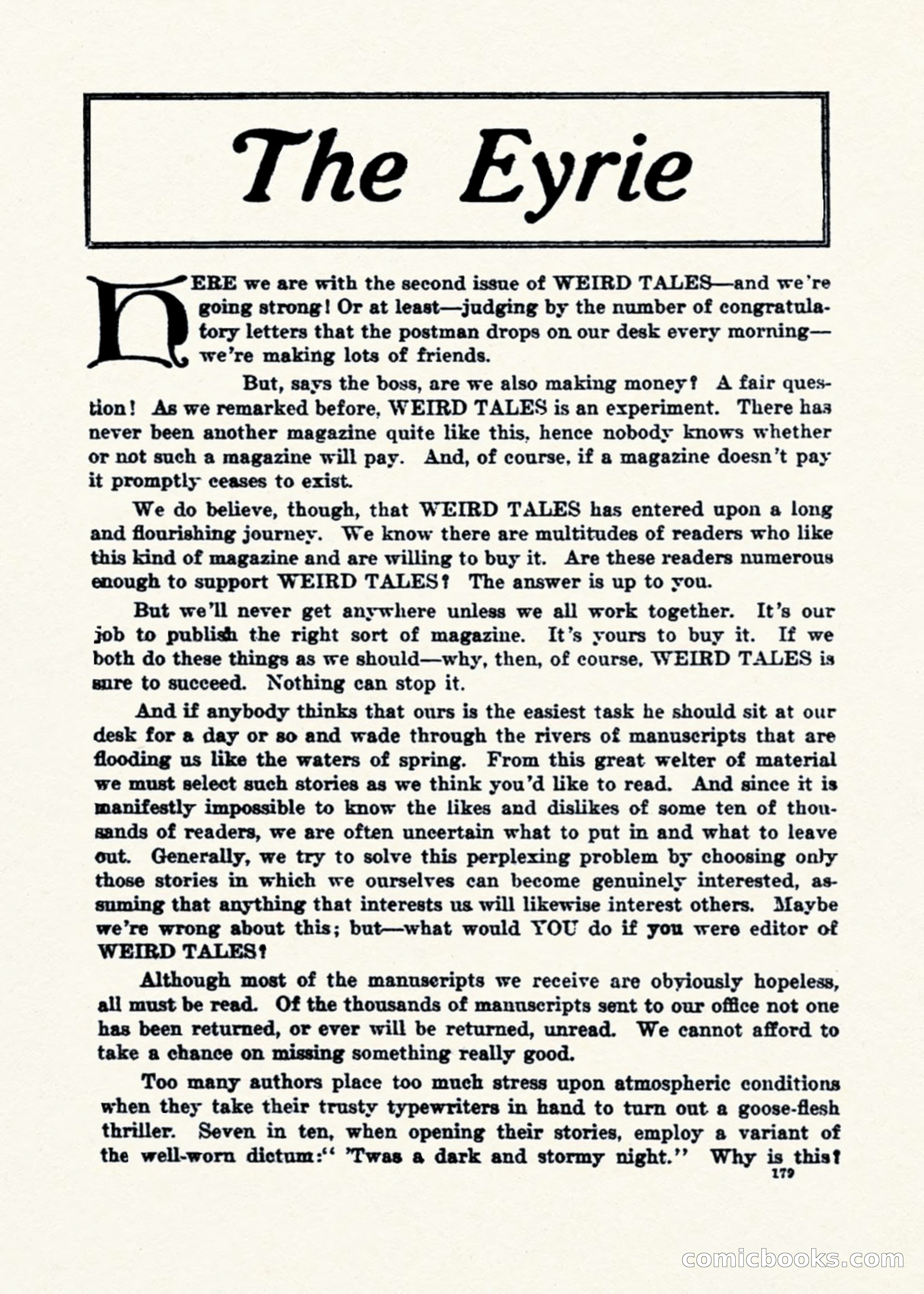 Weird Tales, Vol. 1, No. 2 — page 180 of 194