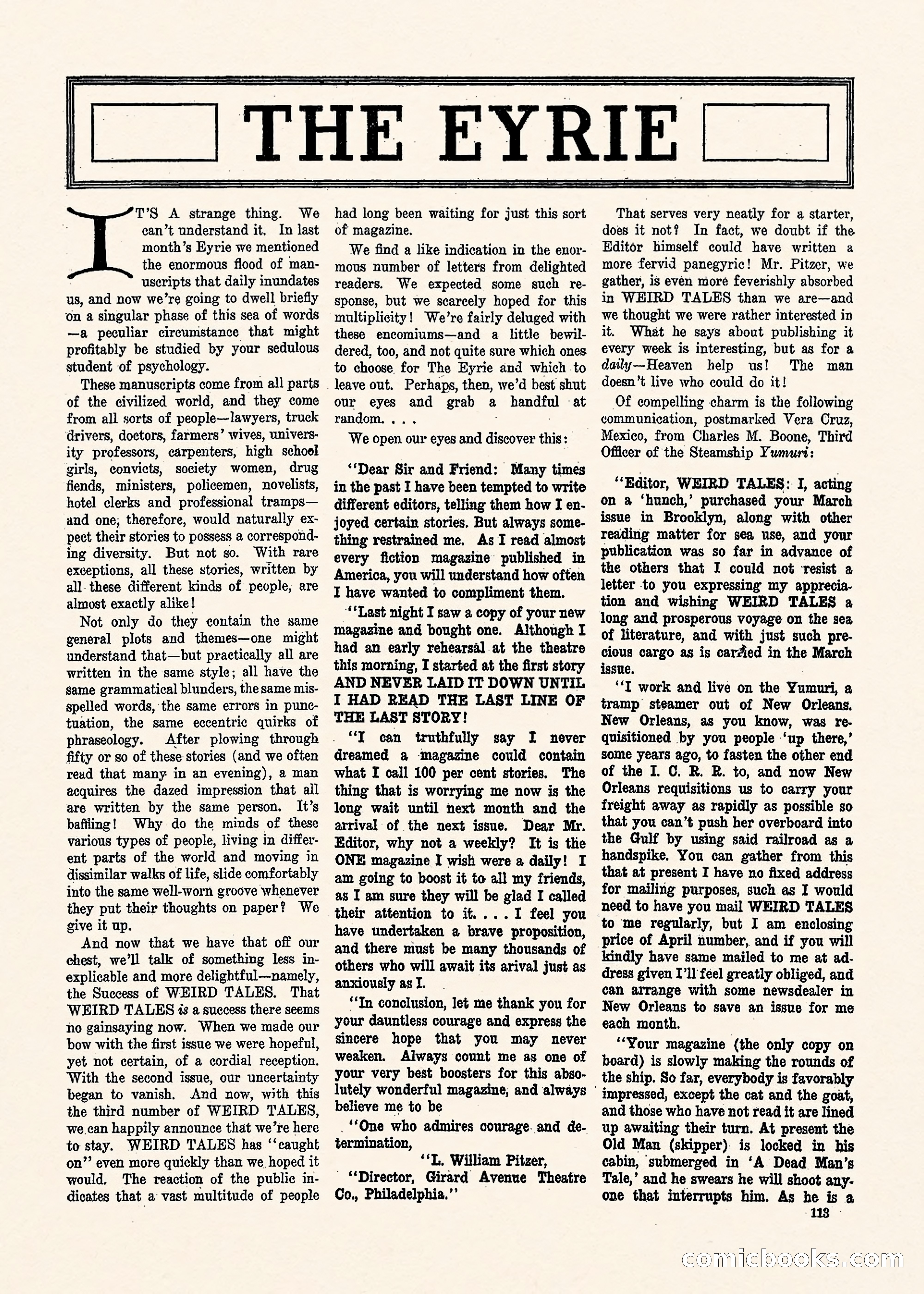 Weird Tales, Vol. 1, No. 3 — page 114 of 122