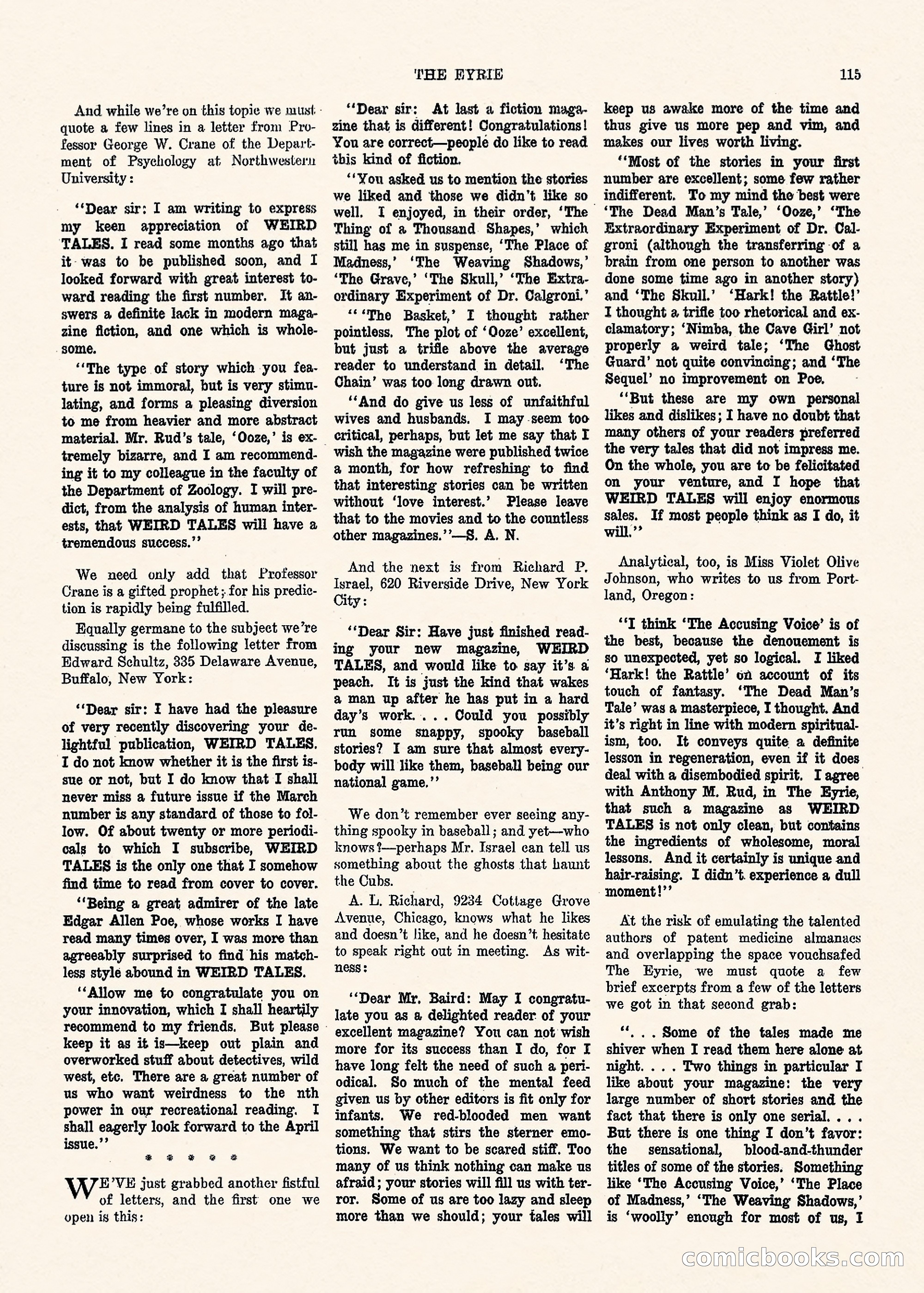 Weird Tales, Vol. 1, No. 3 — page 116 of 122