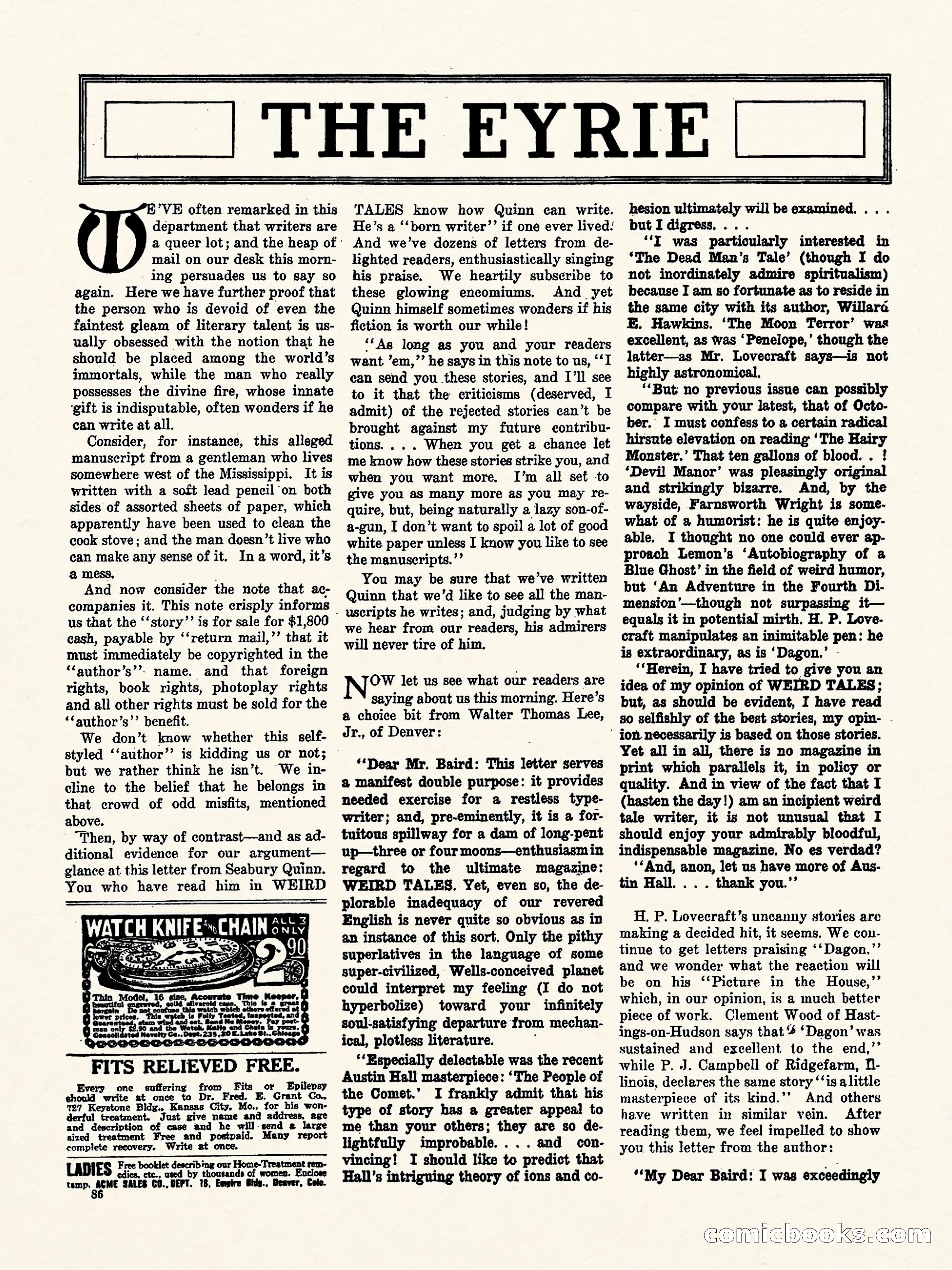 Weird Tales, Vol. 3, No. 1 — page 87 of 98