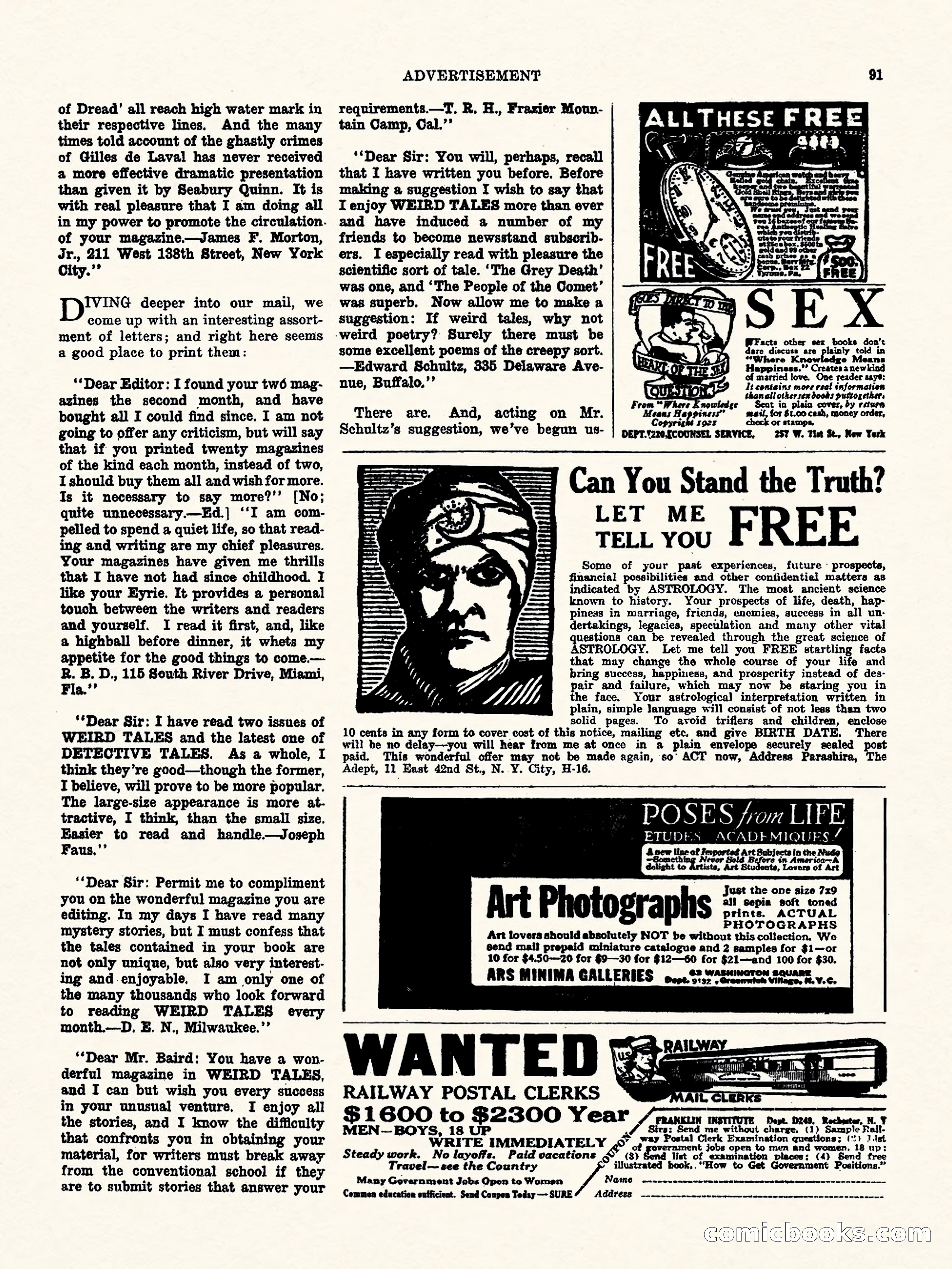 Weird Tales, Vol. 3, No. 1 — page 92 of 98