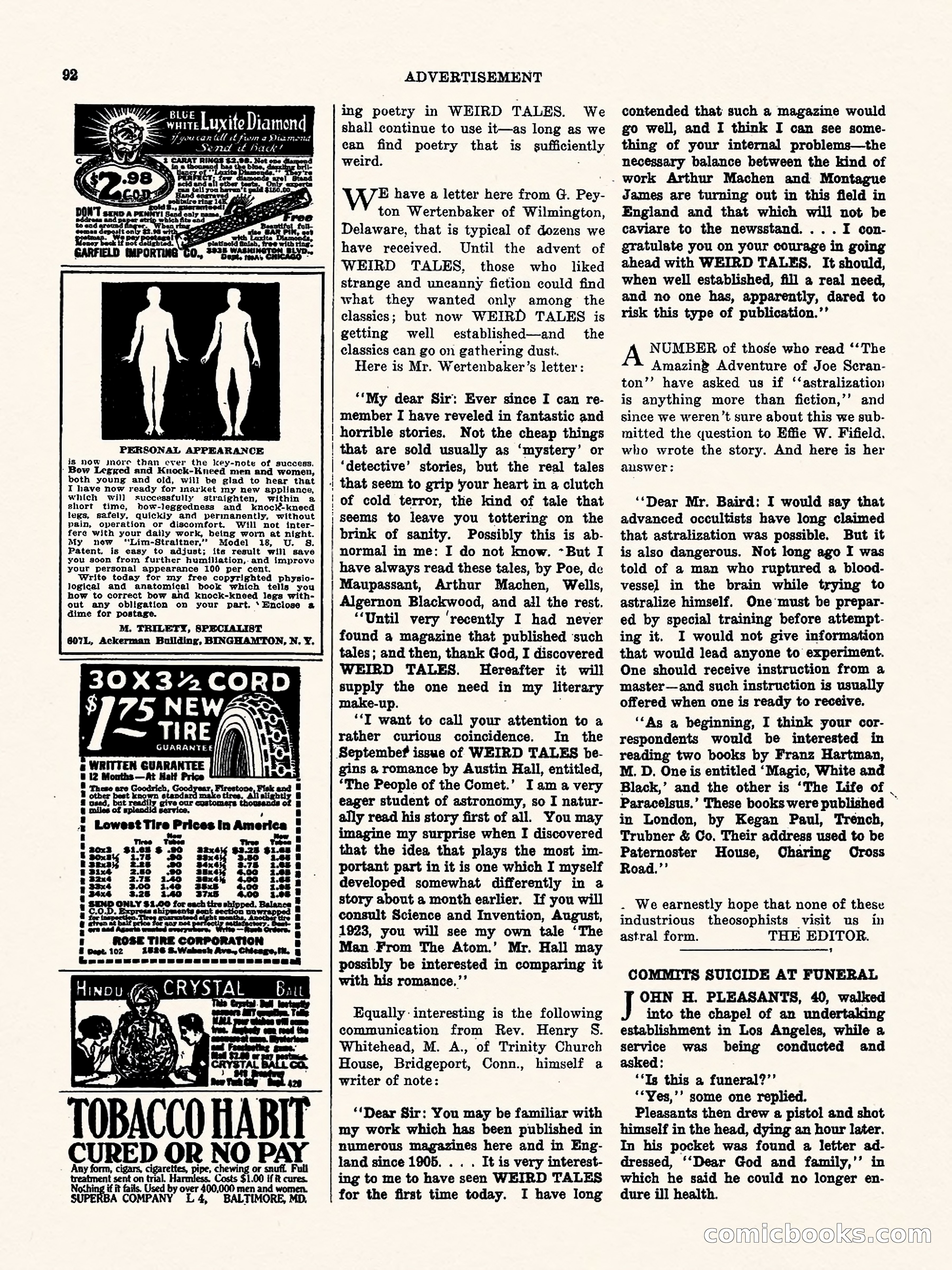 Weird Tales, Vol. 3, No. 1 — page 93 of 98
