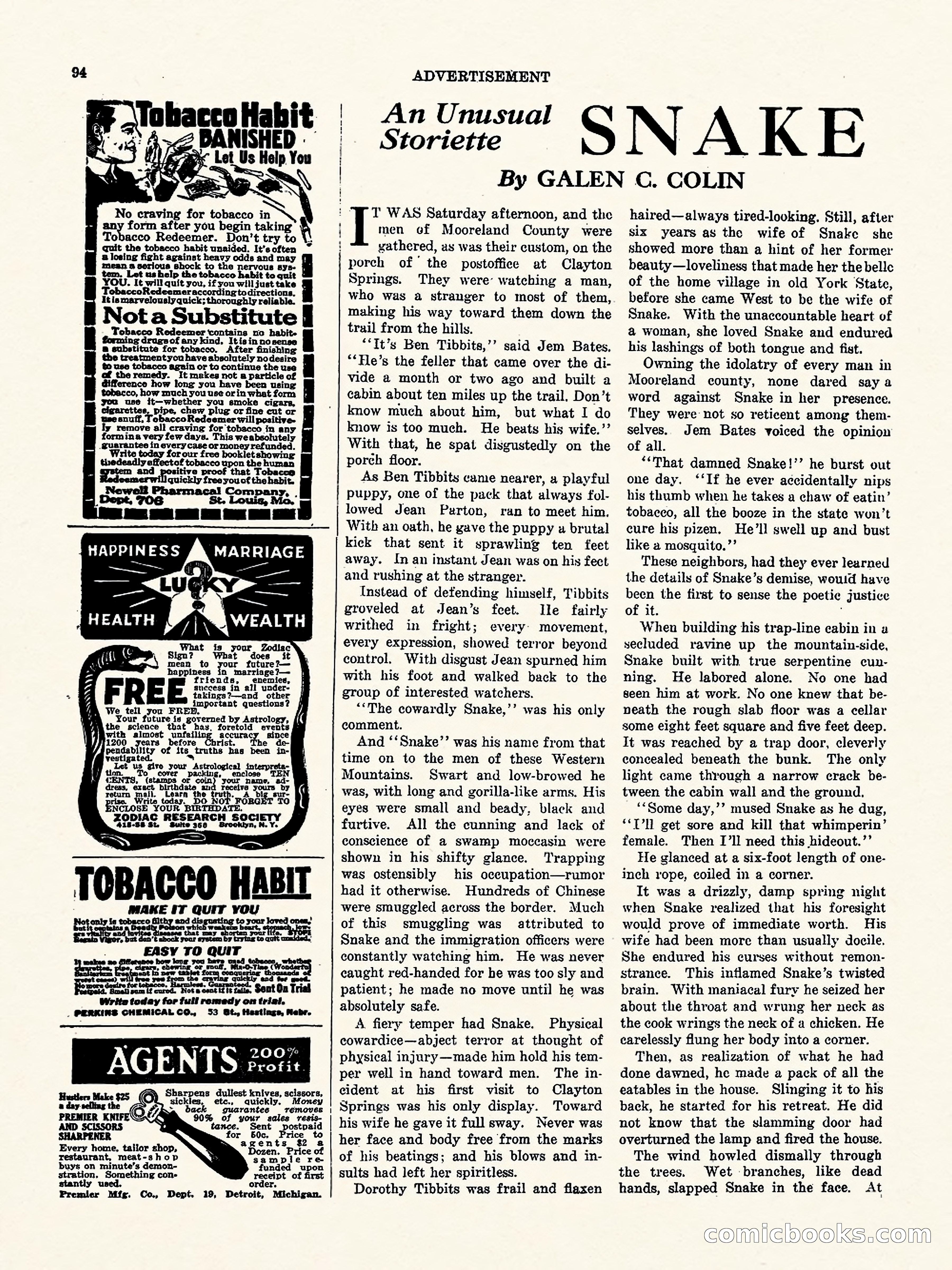 Weird Tales, Vol. 3, No. 1 — page 95 of 98