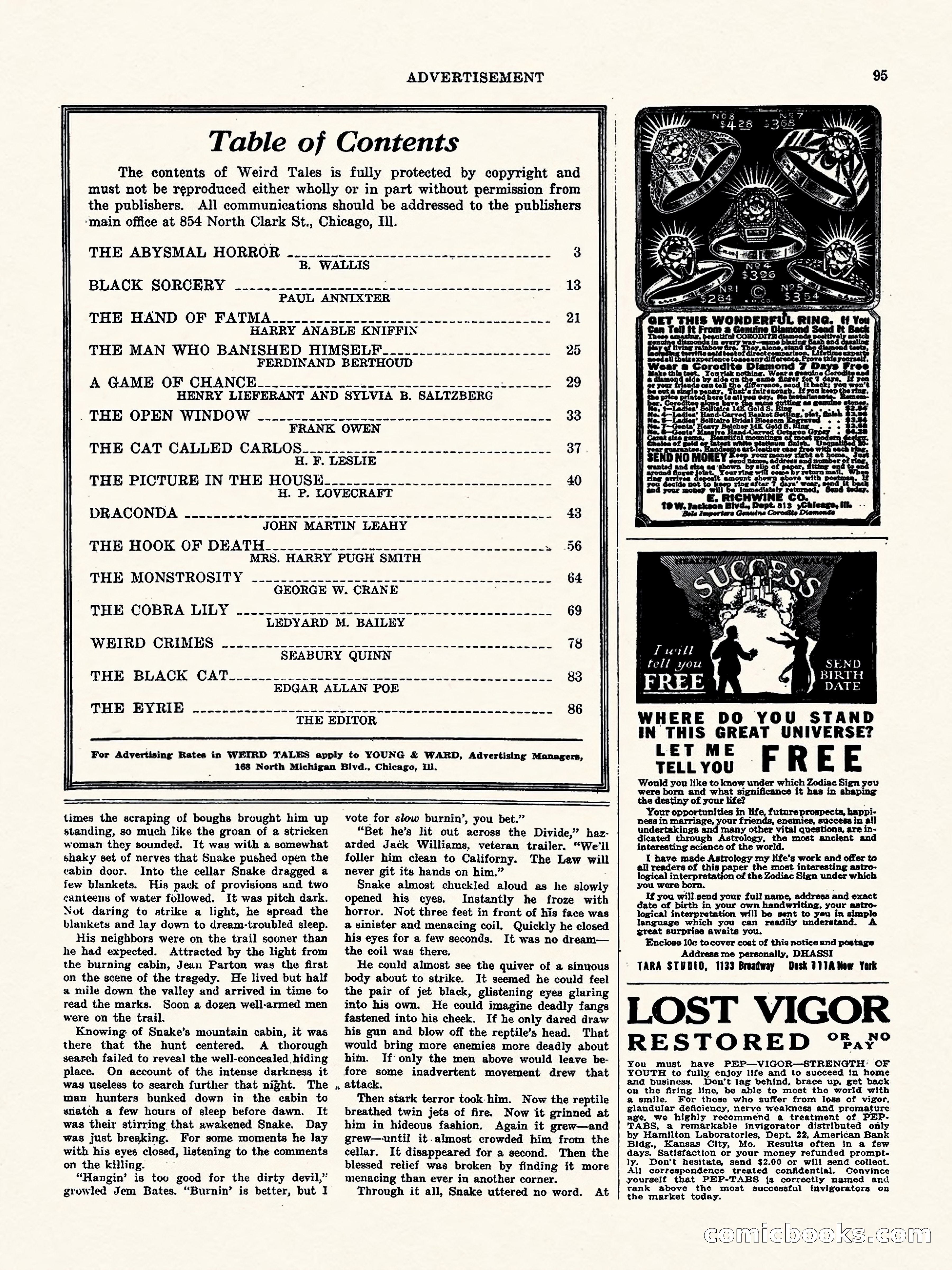 Weird Tales, Vol. 3, No. 1 — page 96 of 98
