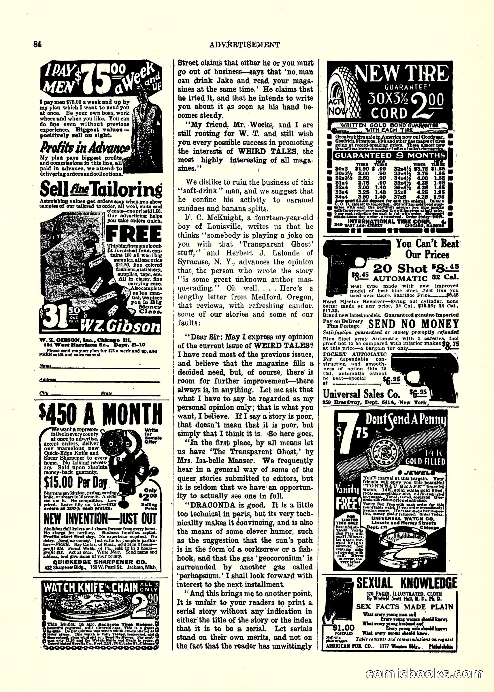 Weird Tales, Vol. 3, No. 2 — page 85 of 98