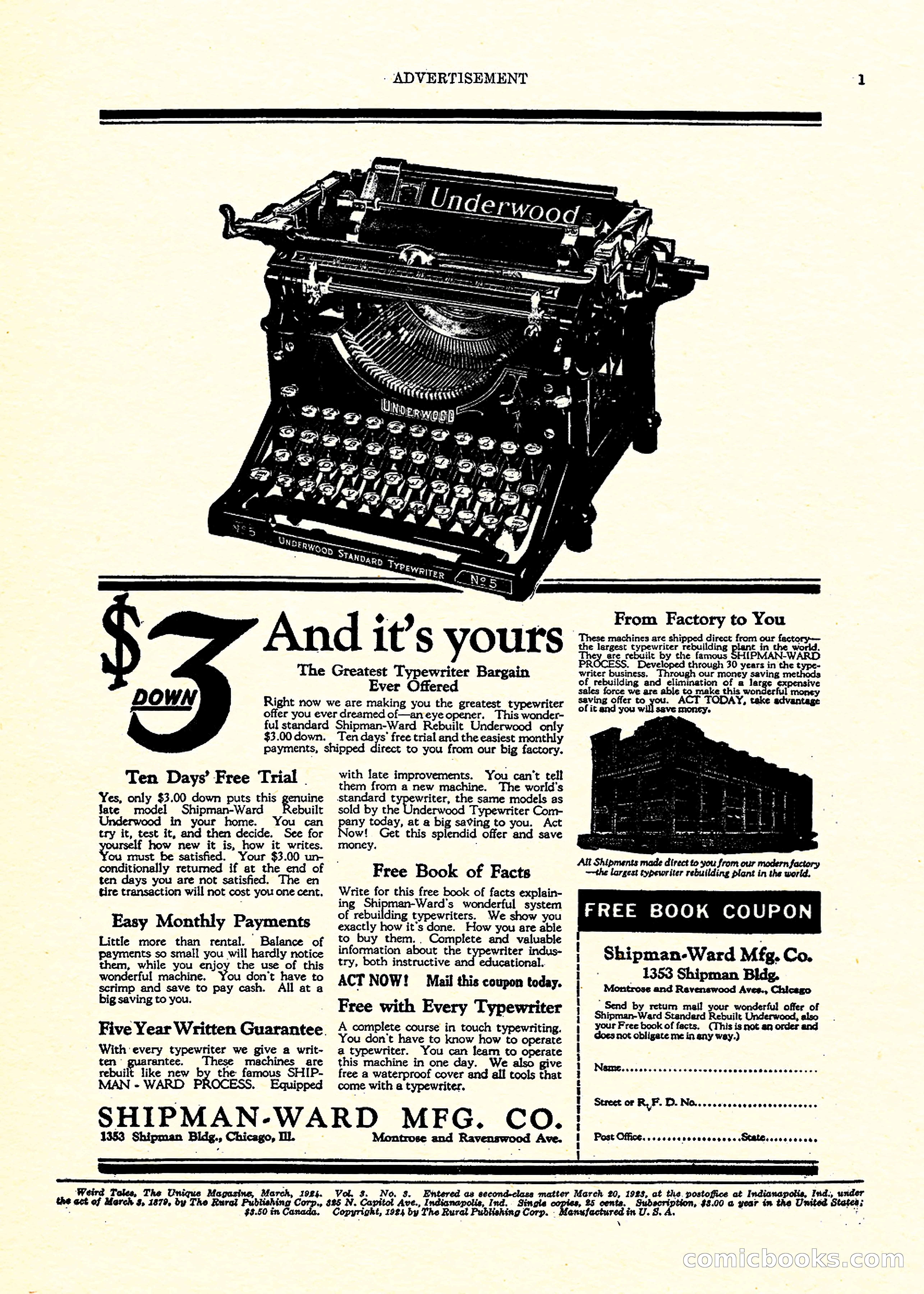 Weird Tales, Vol. 3, No. 3 — page 2 of 98