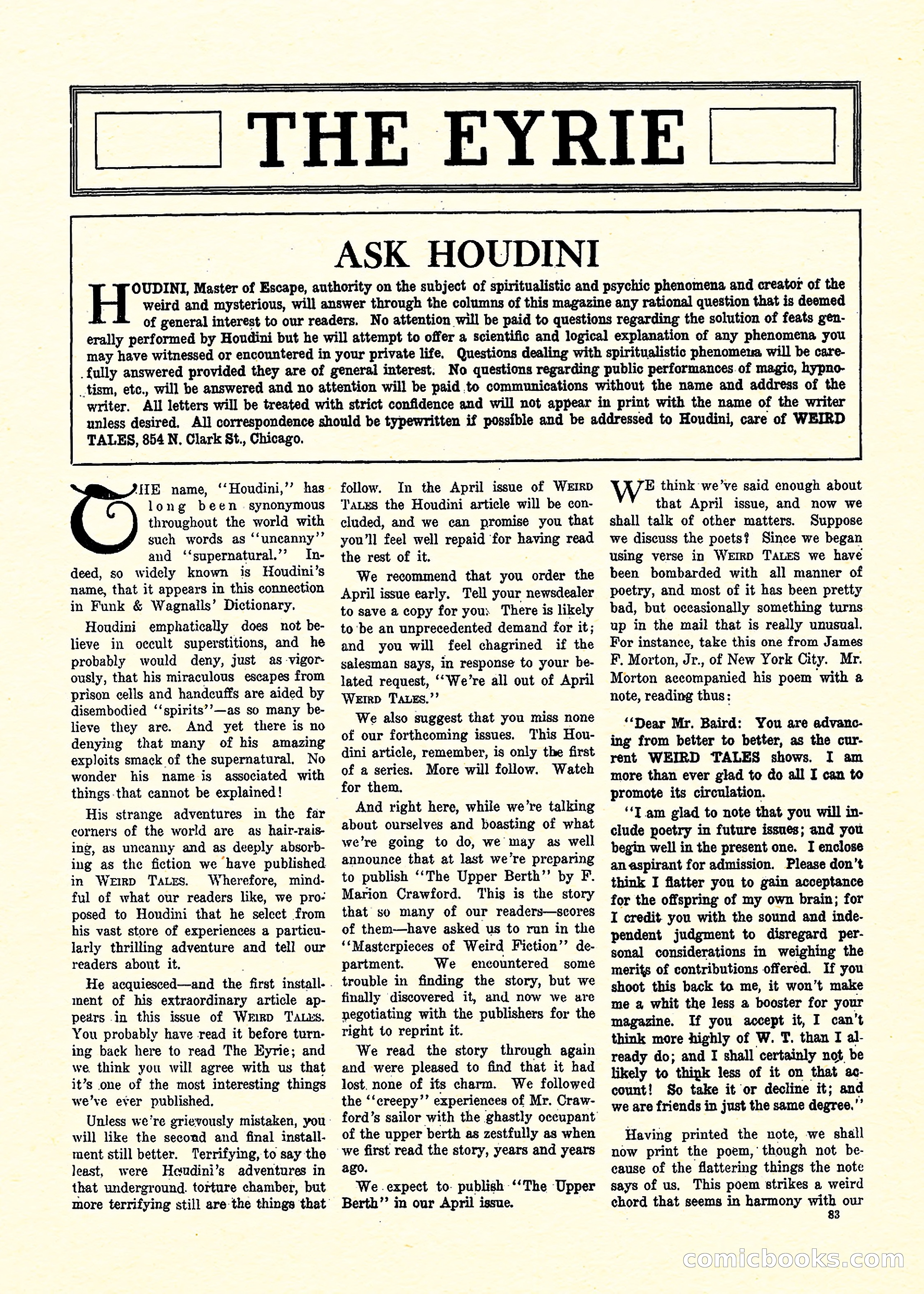 Weird Tales, Vol. 3, No. 3 — page 84 of 98