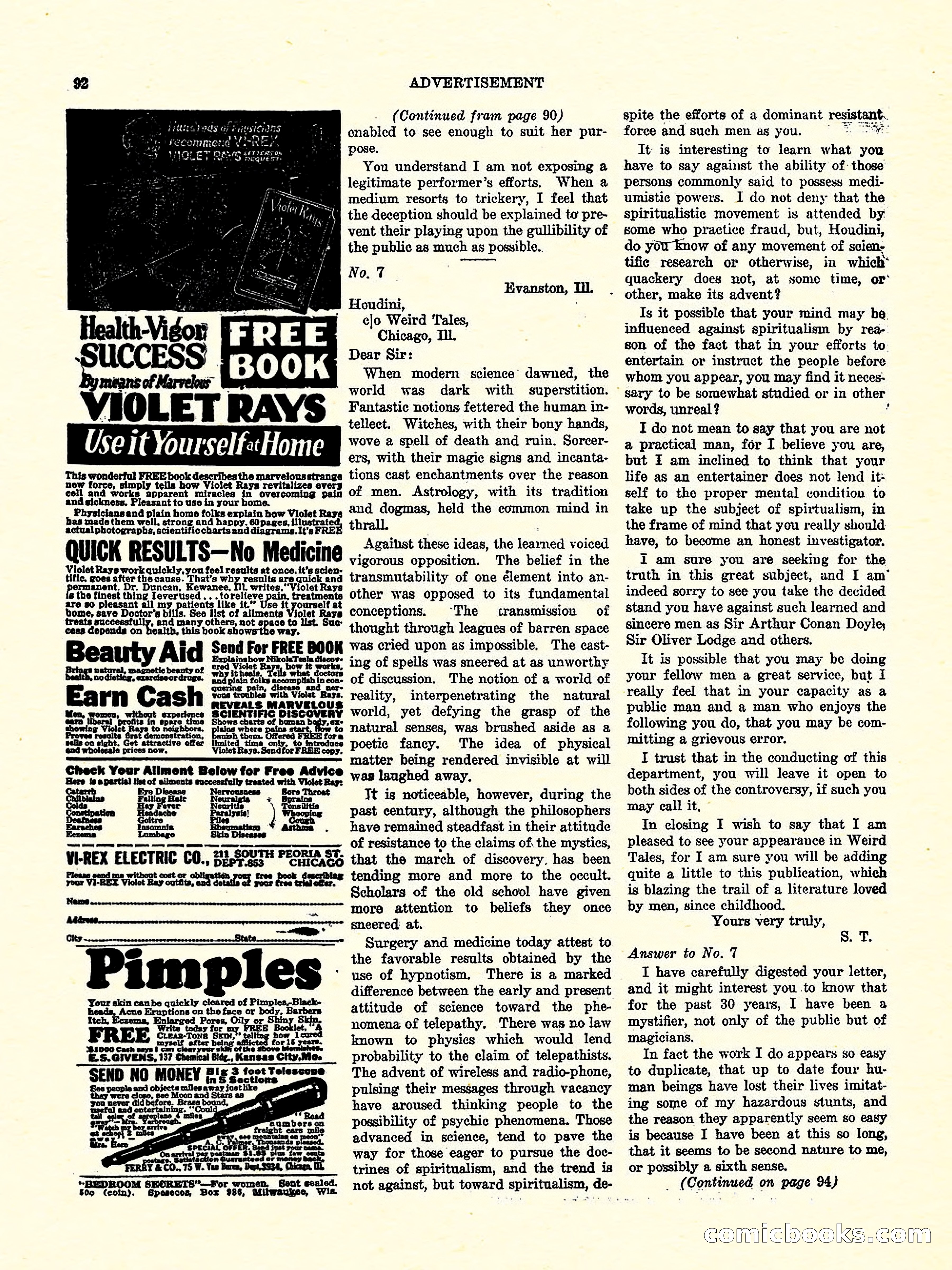 Weird Tales, Vol. 3, No. 4 — page 93 of 98