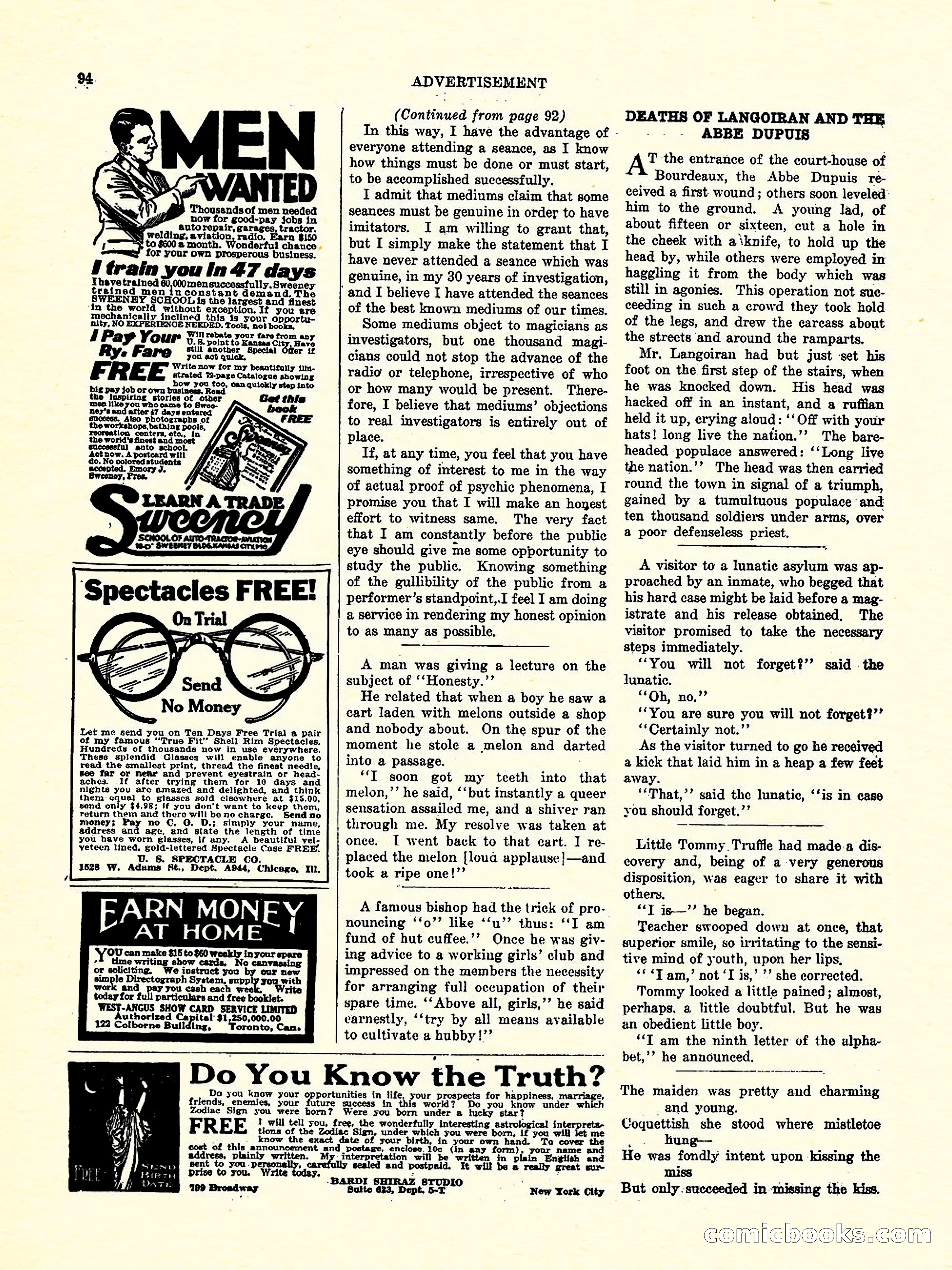 Weird Tales, Vol. 3, No. 4 — page 95 of 98