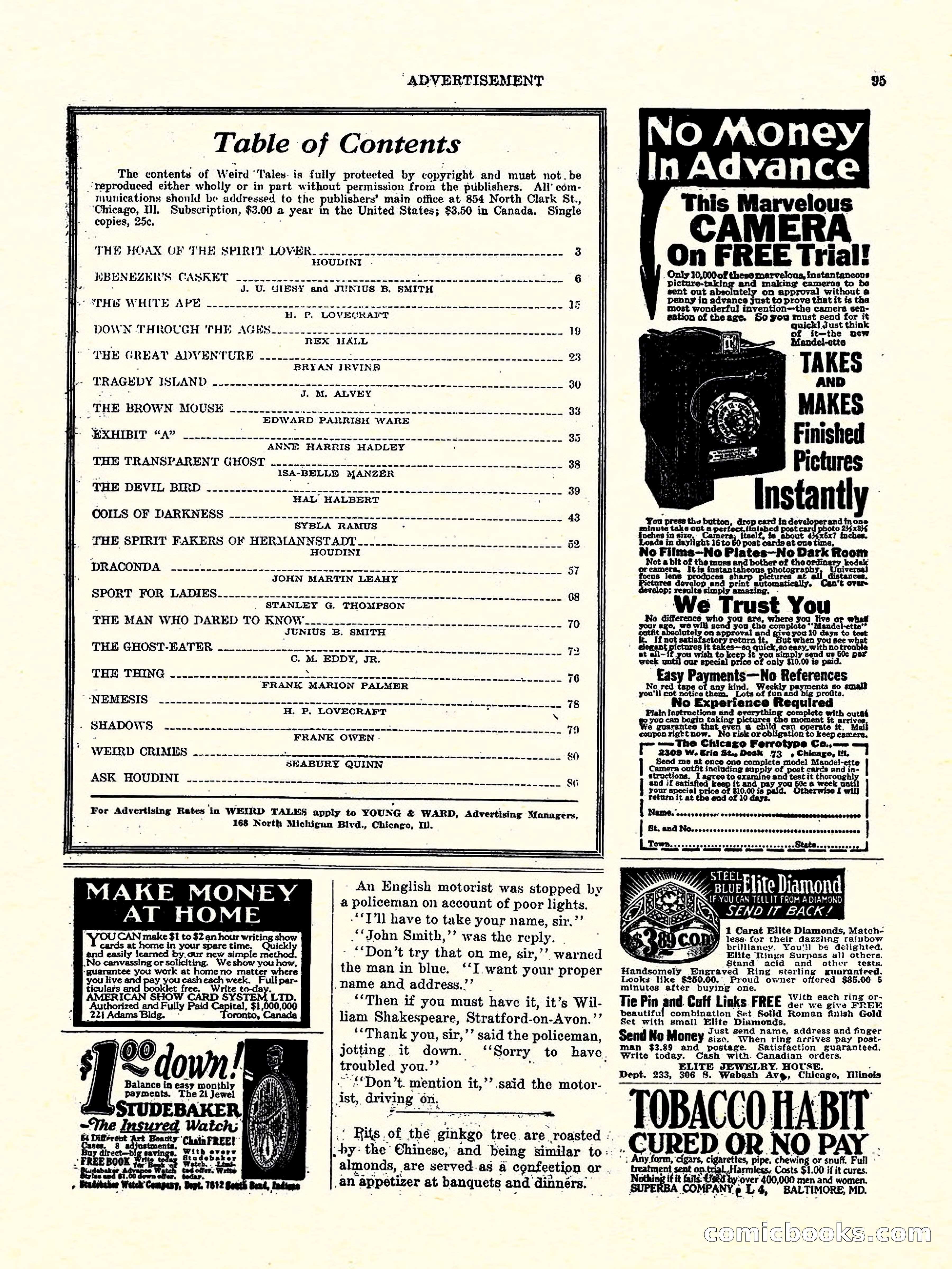 Weird Tales, Vol. 3, No. 4 — page 96 of 98