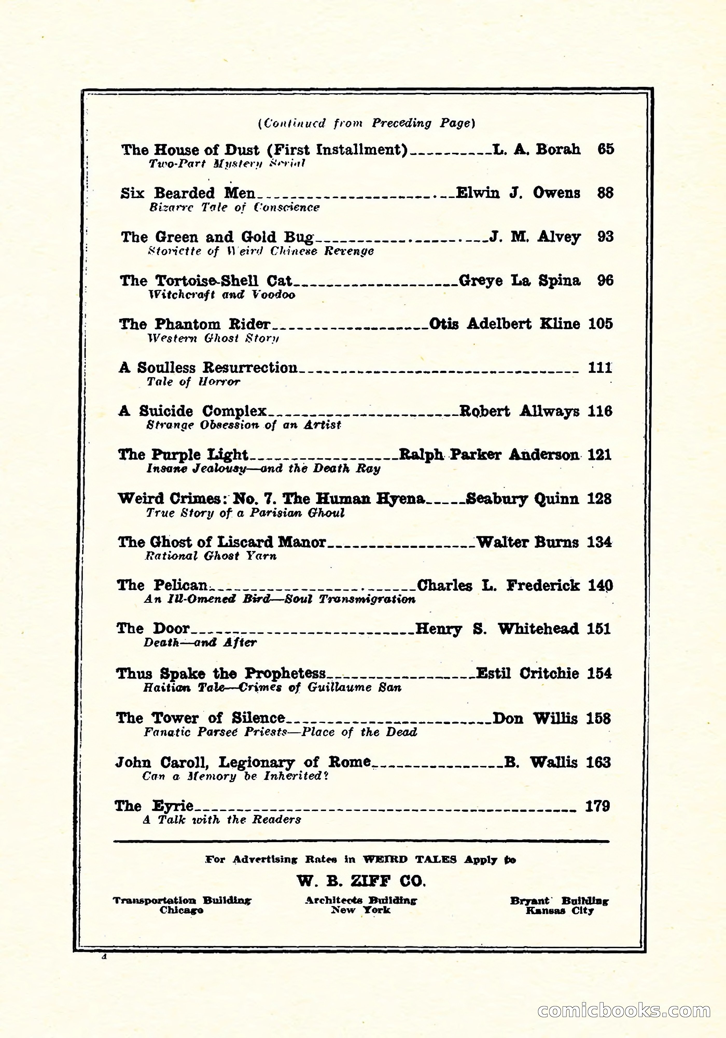 Weird Tales, Vol. 4, No. 3 — page 5 of 194