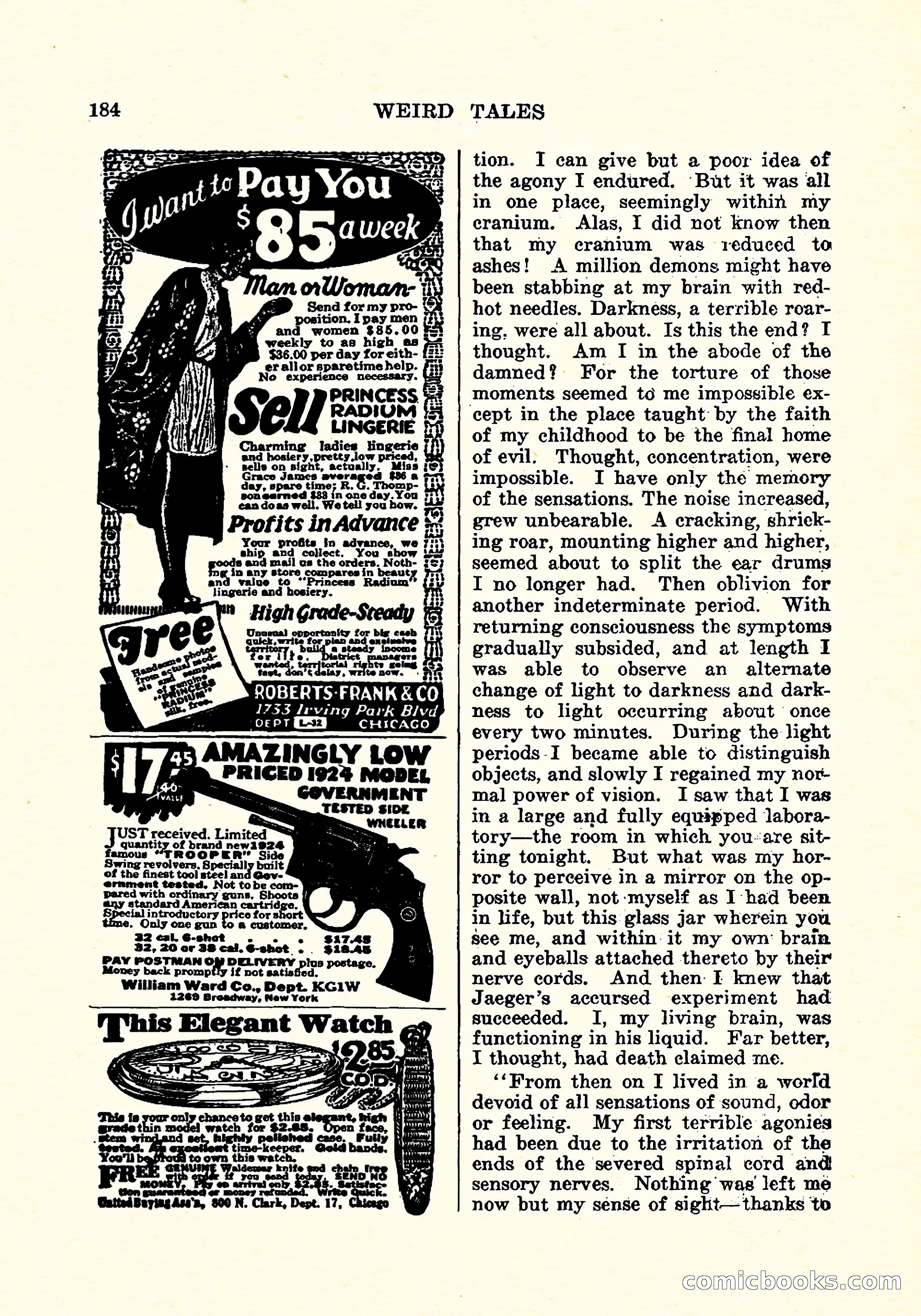 Weird Tales, Vol. 4, No. 3 — page 185 of 194