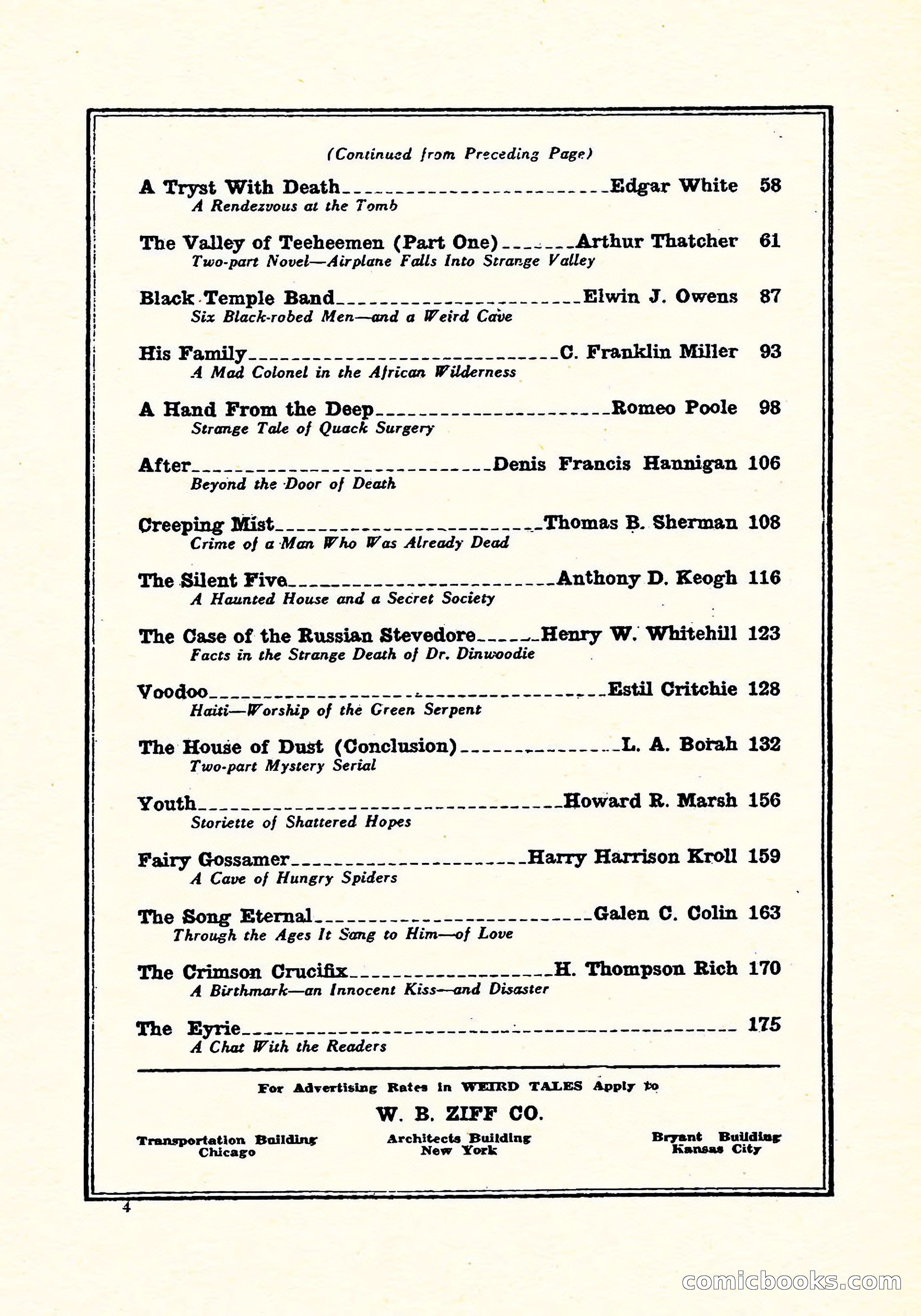 Weird Tales, Vol. 4, No. 4 — page 5 of 194