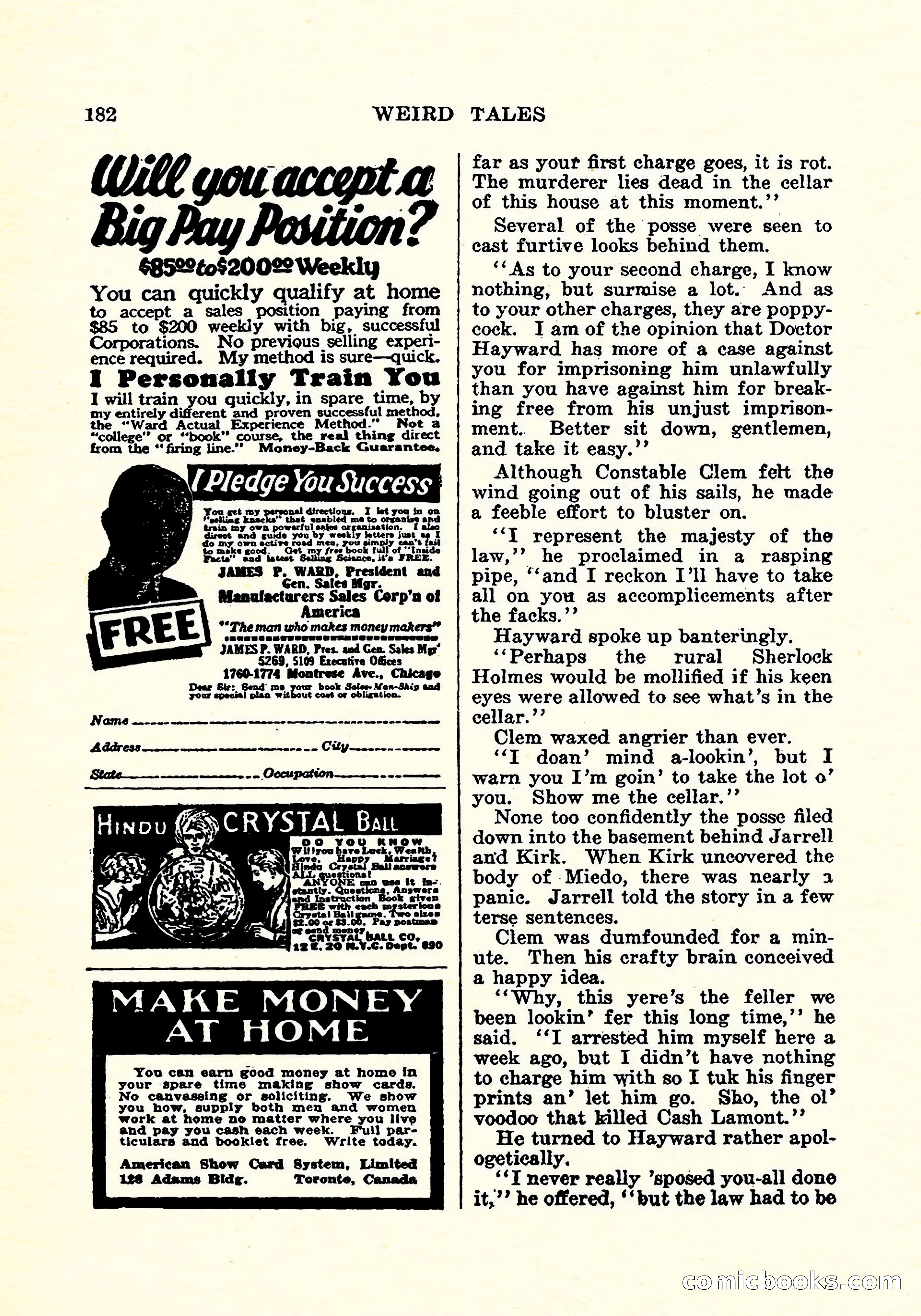 Weird Tales, Vol. 4, No. 4 — page 183 of 194