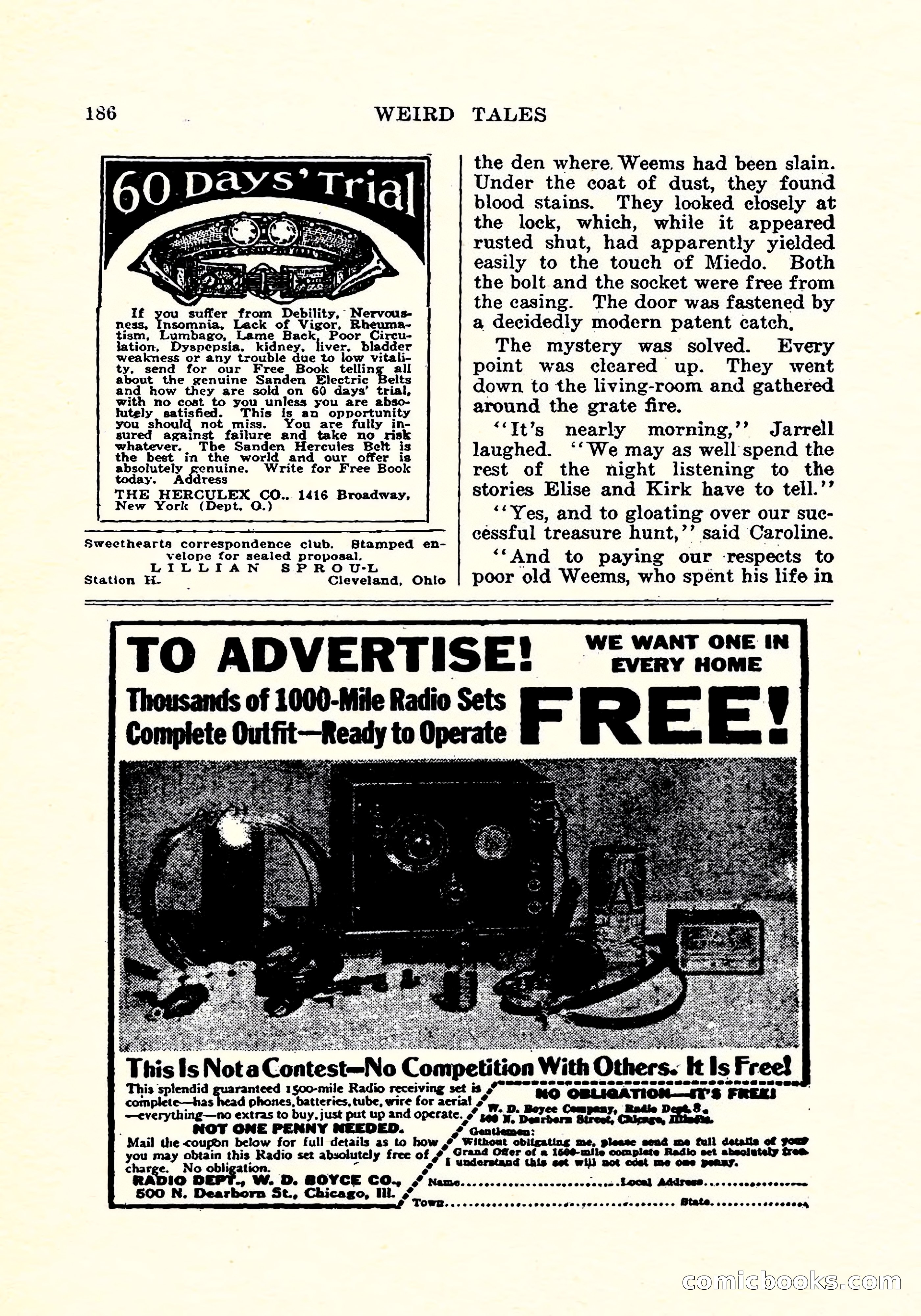 Weird Tales, Vol. 4, No. 4 — page 187 of 194