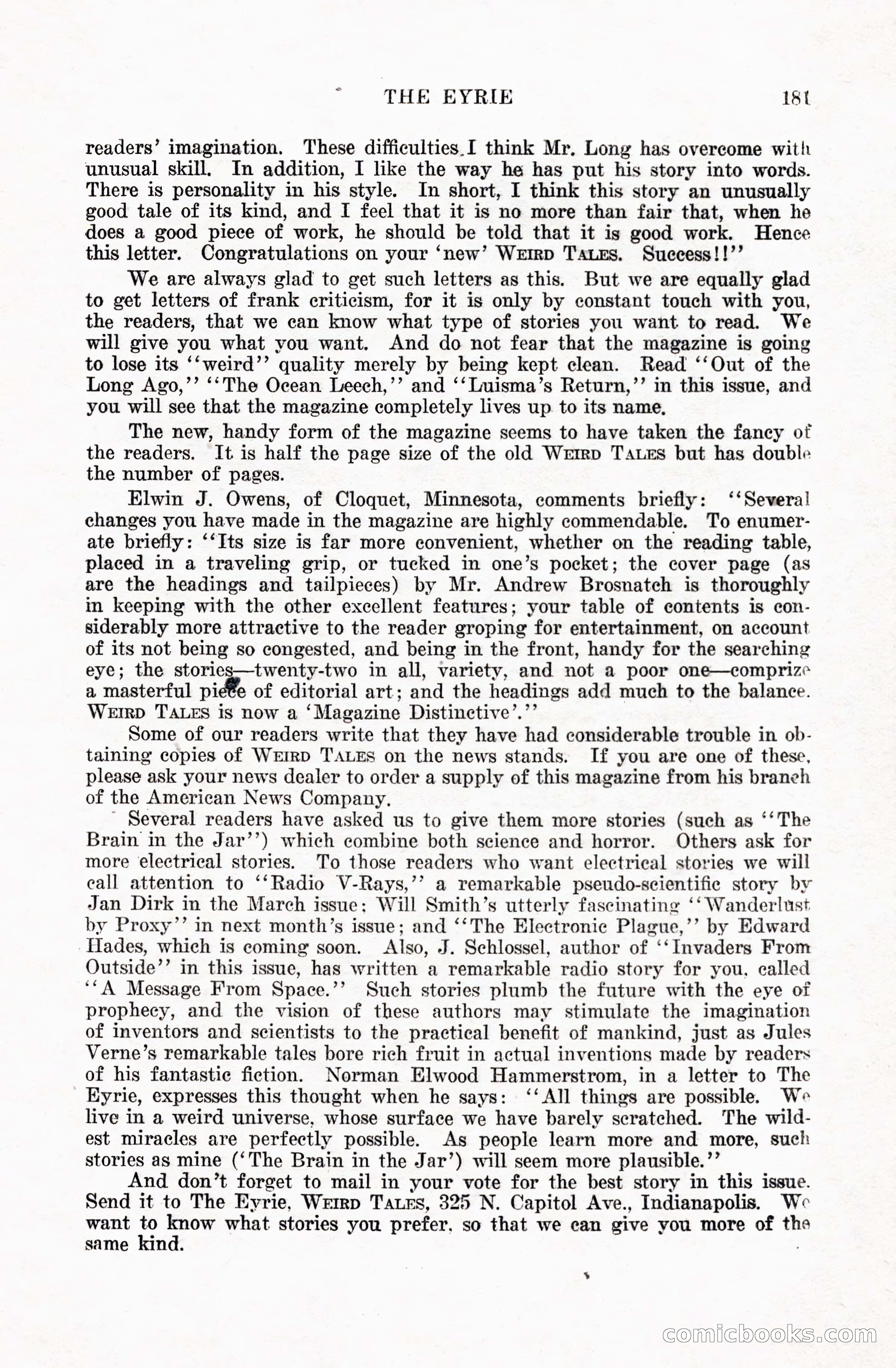 Weird Tales, Vol. 5 No. 1 — page 182 of 195