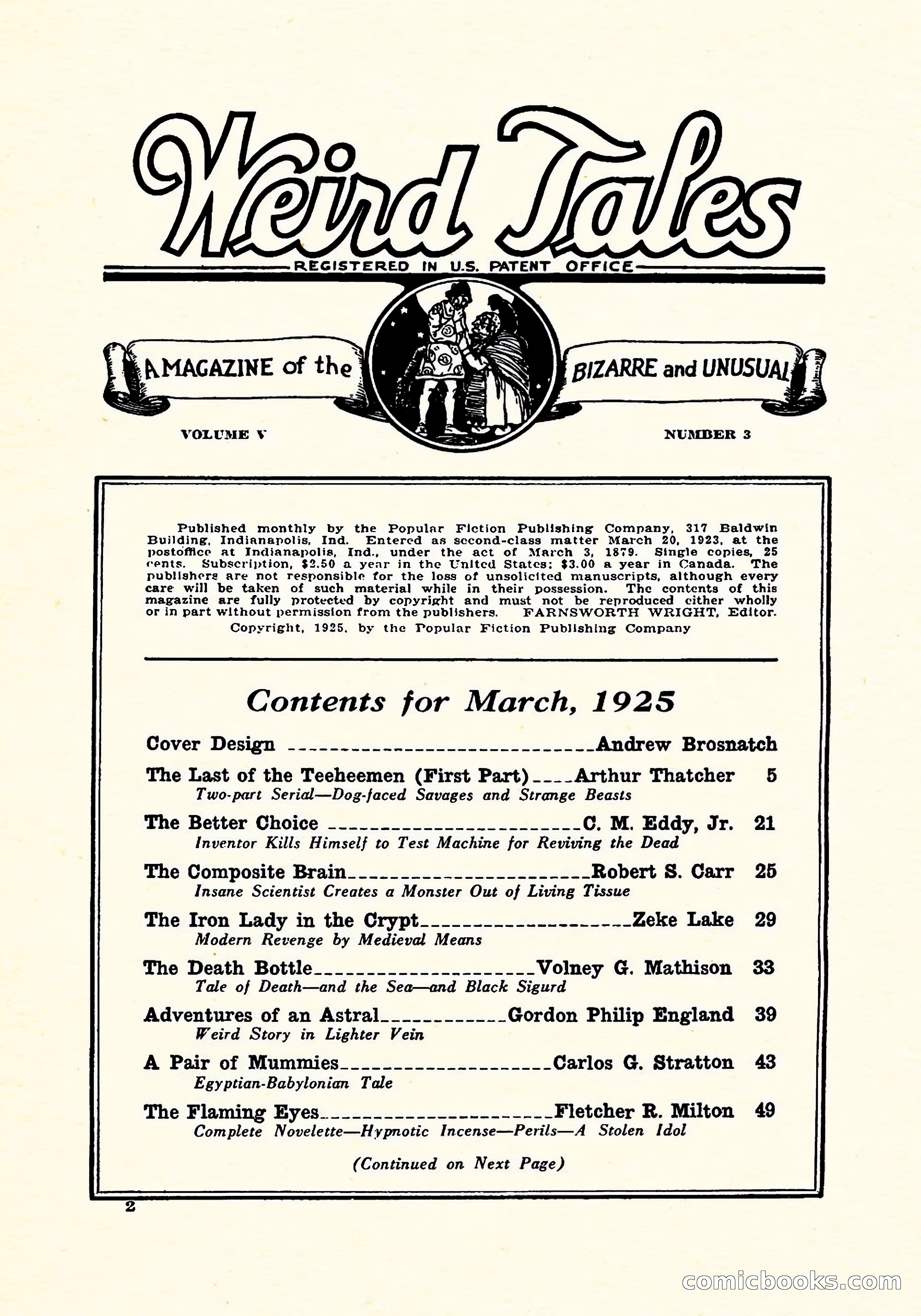 Weird Tales, Vol. 5, No. 3 — page 3 of 194