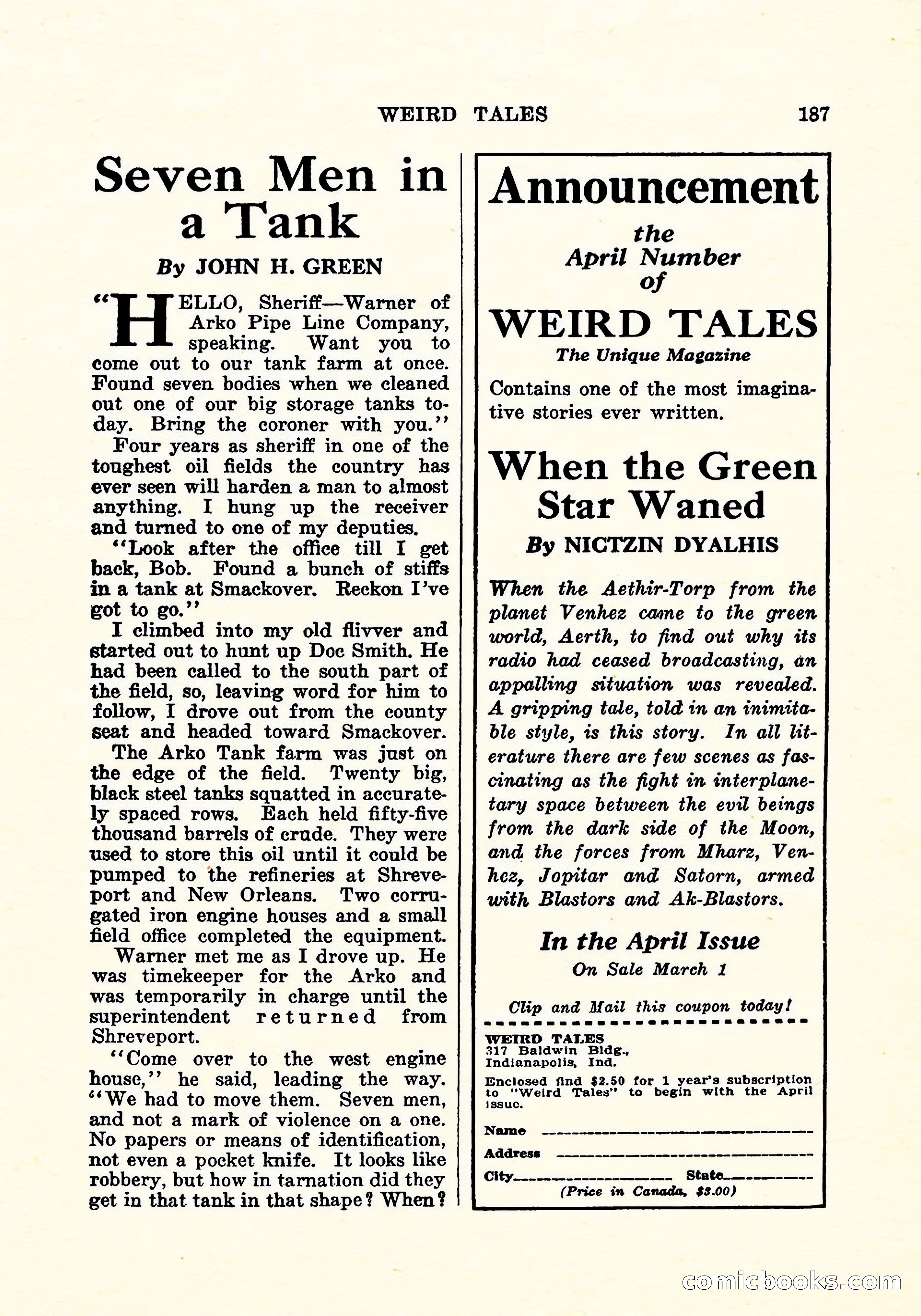 Weird Tales, Vol. 5, No. 3 — page 188 of 194