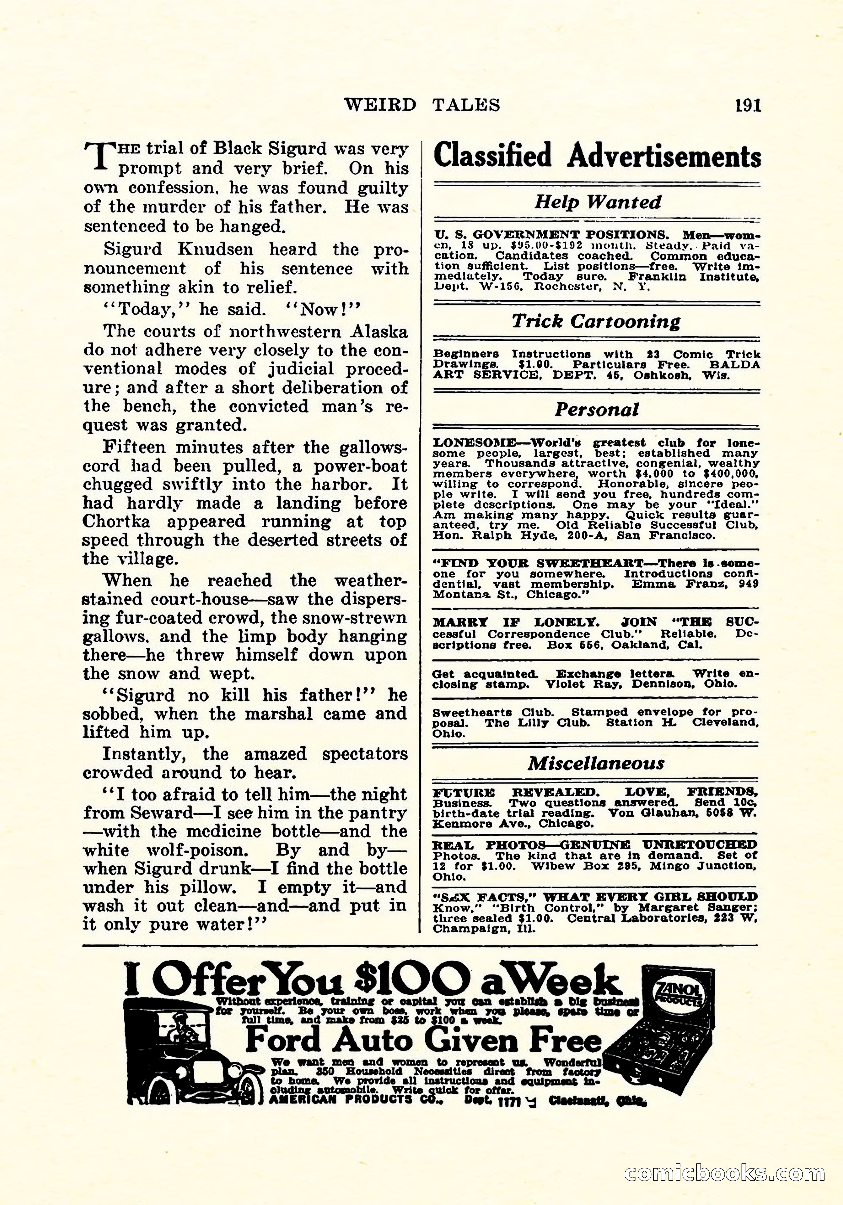 Weird Tales, Vol. 5, No. 3 — page 192 of 194