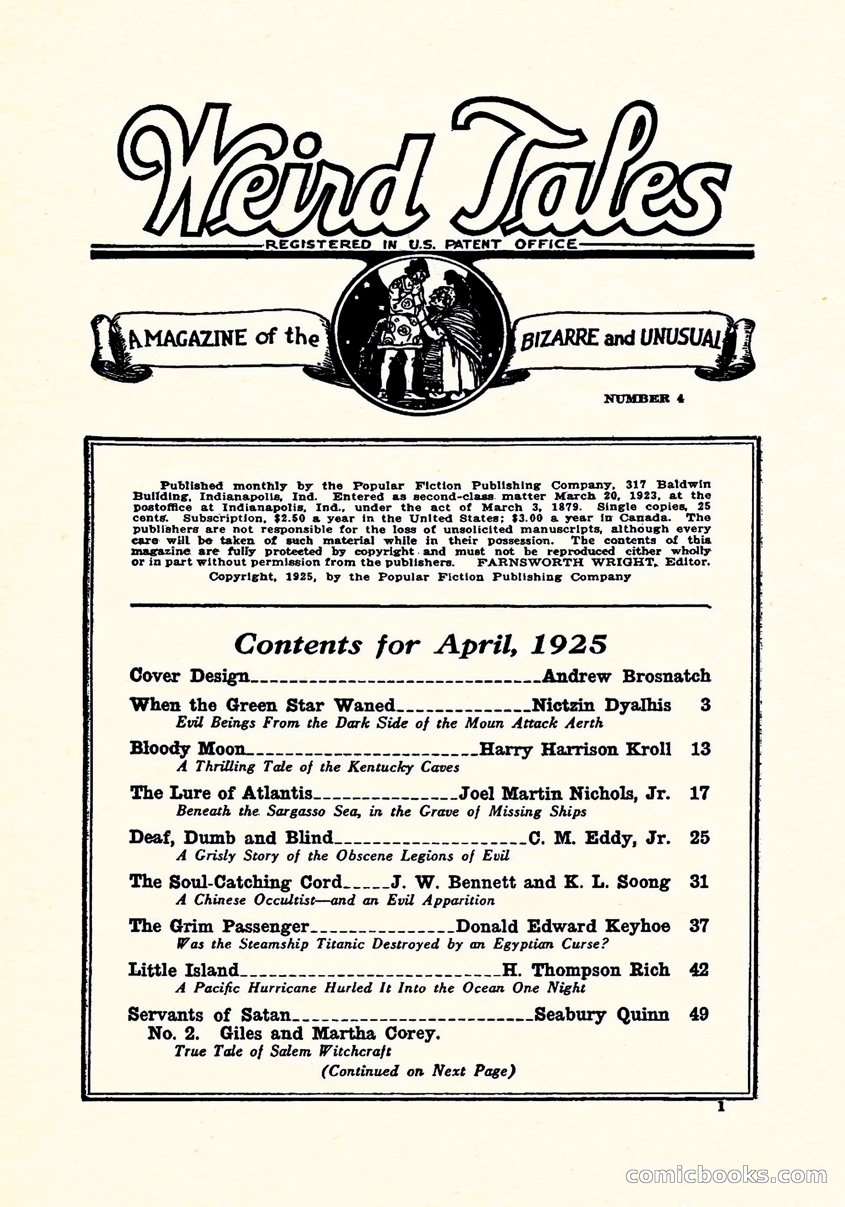 Weird Tales, Vol. 5, No. 4 — page 2 of 194