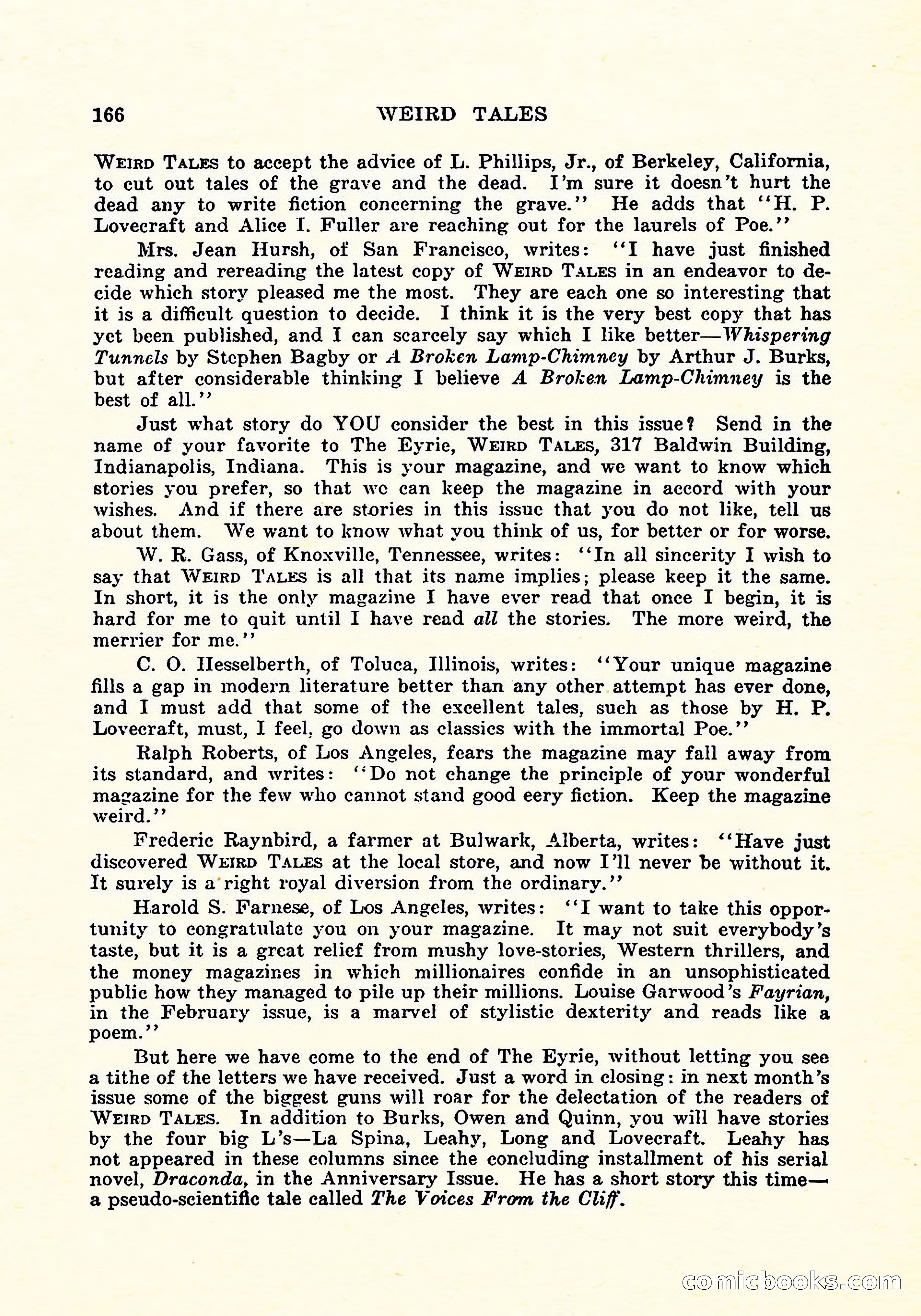 Weird Tales, Vol. 5, No. 4 — page 167 of 194