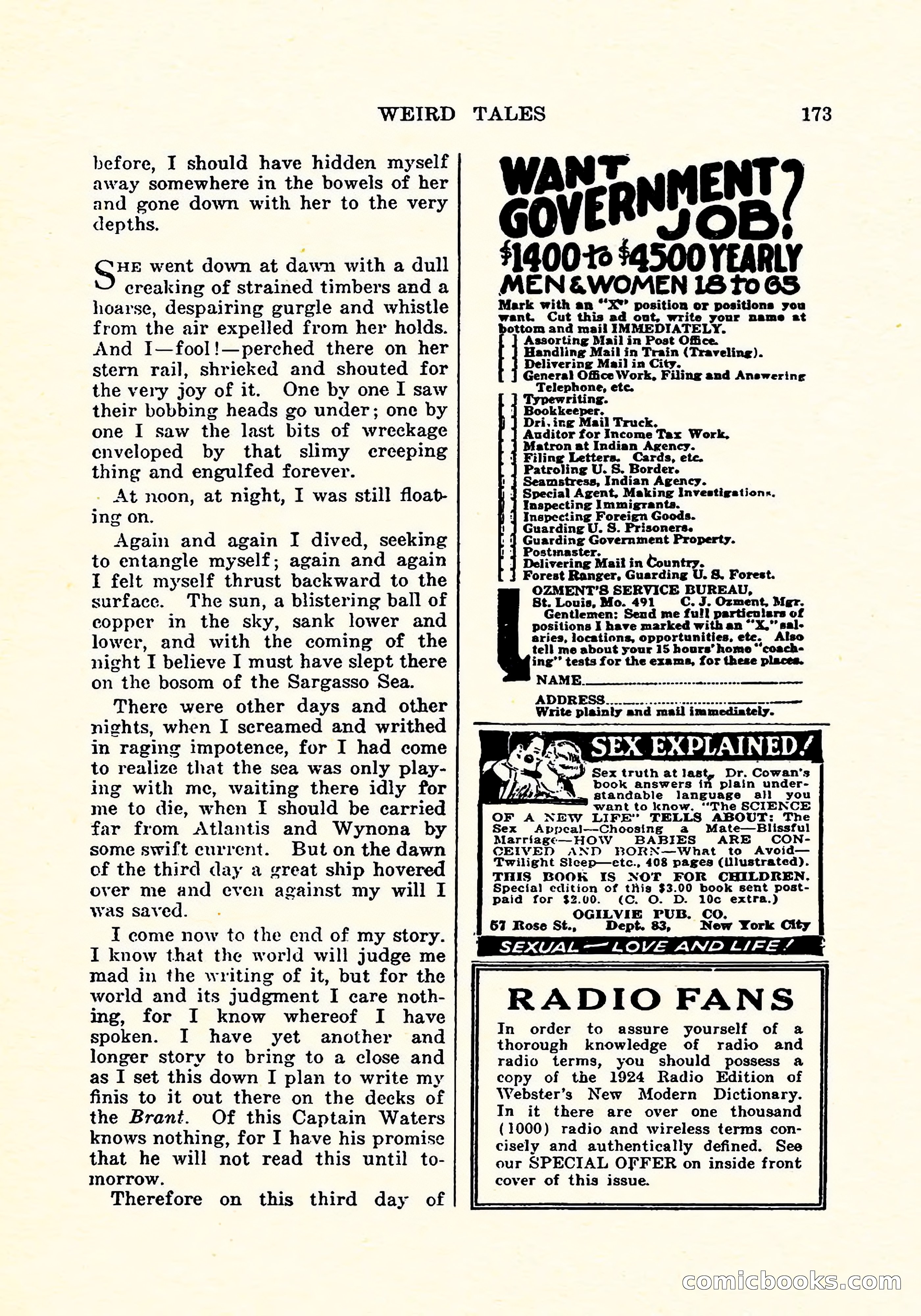 Weird Tales, Vol. 5, No. 4 — page 174 of 194