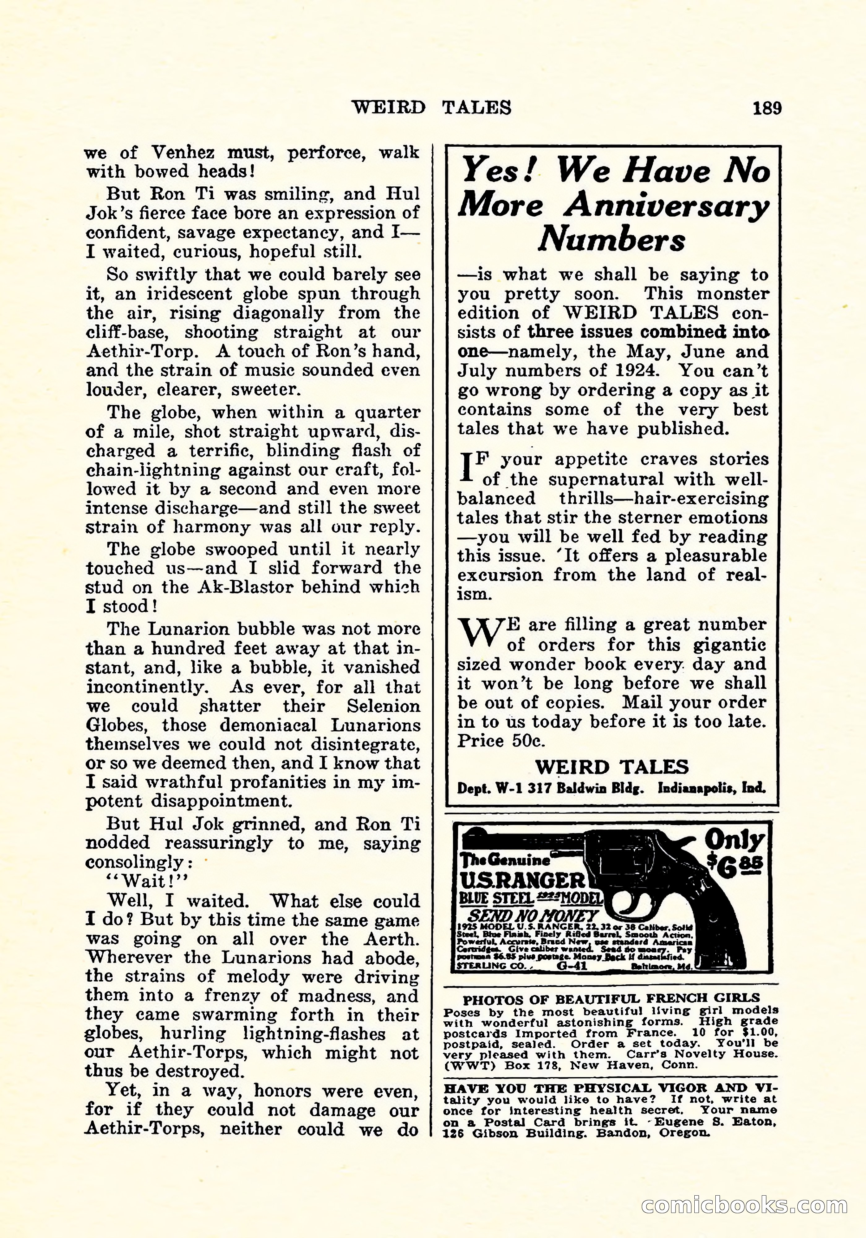 Weird Tales, Vol. 5, No. 4 — page 190 of 194