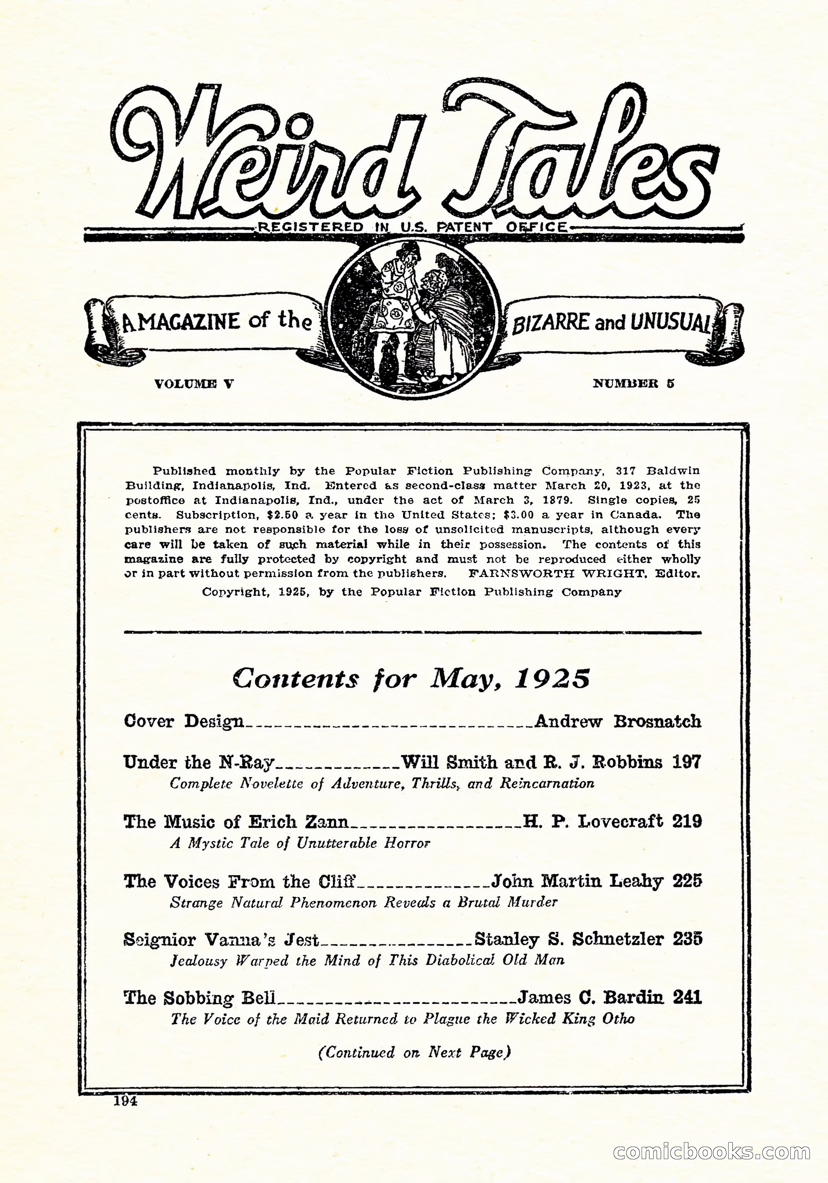 Weird Tales, Vol. 5, No. 5 — page 3 of 146