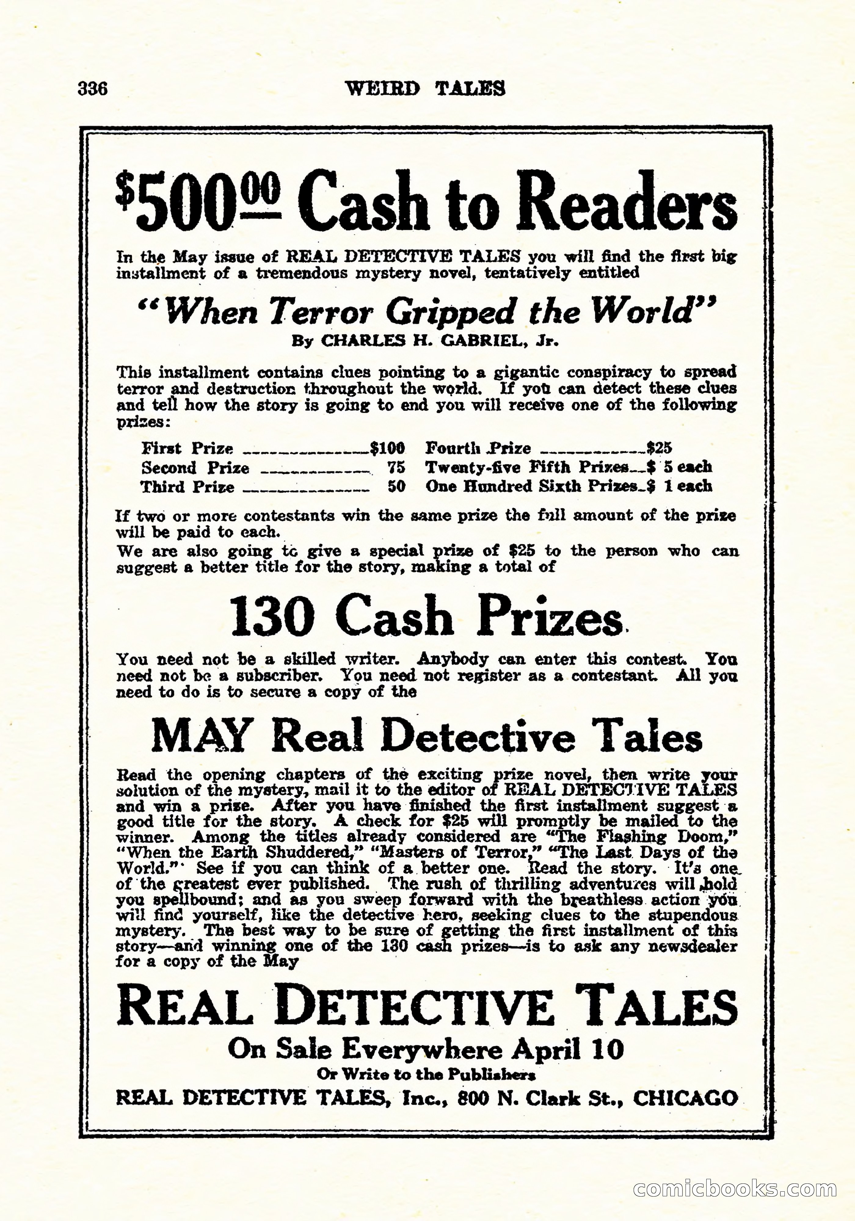 Weird Tales, Vol. 5, No. 5 — page 145 of 146